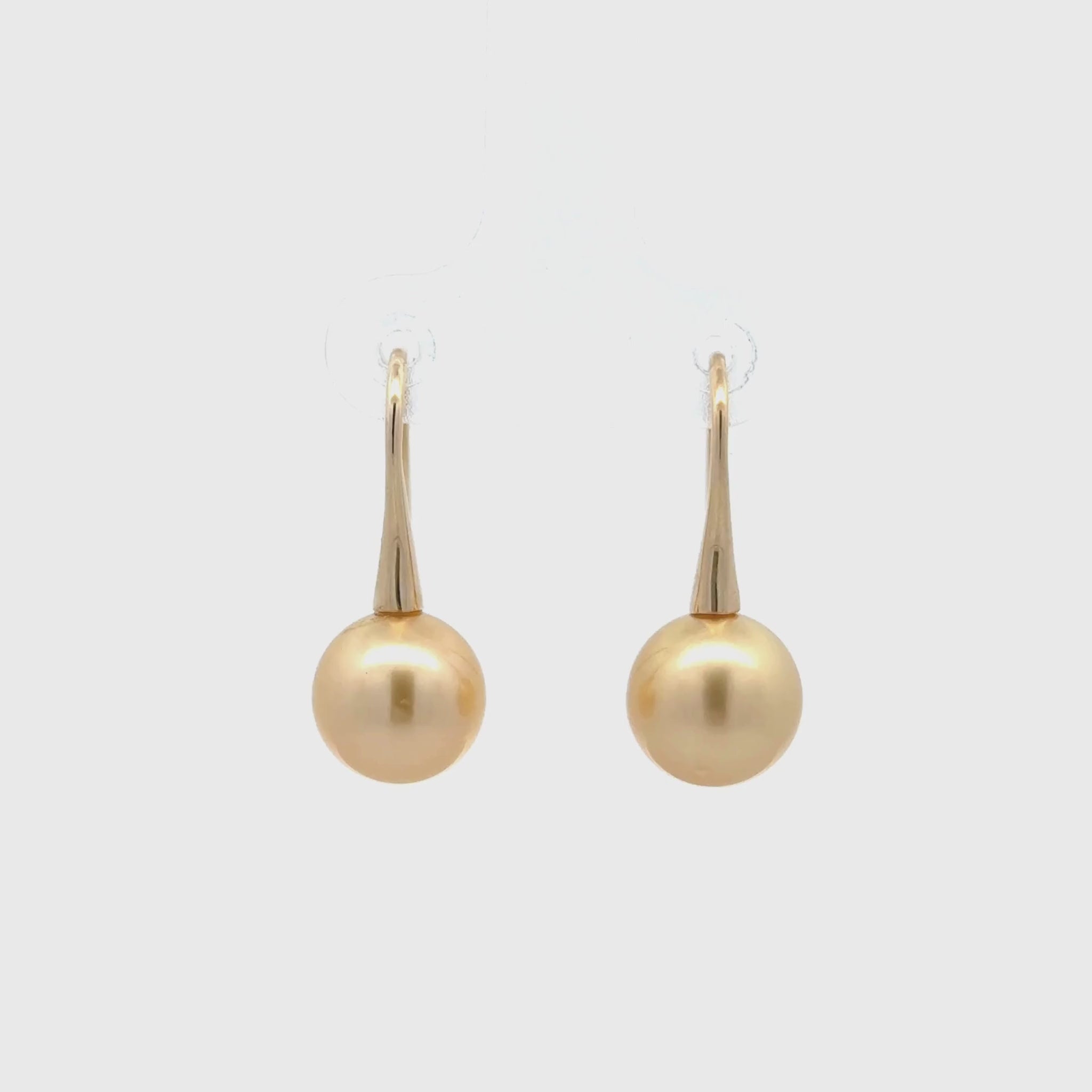 9K Yellow Gold South Sea 9-10mm Cultured Pearl Hook Earrings