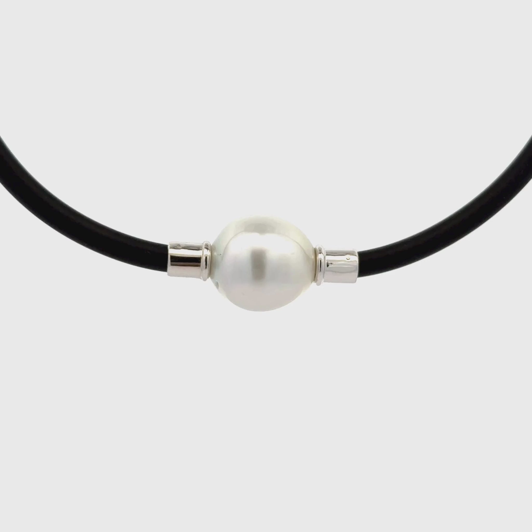 Sterling Silver Australian South Sea Cultured 15-16mm Pearl Neoprene Necklace