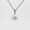 18K White Gold Australian South Sea 10-11mm Cultured Pearl and Diamond Pendant