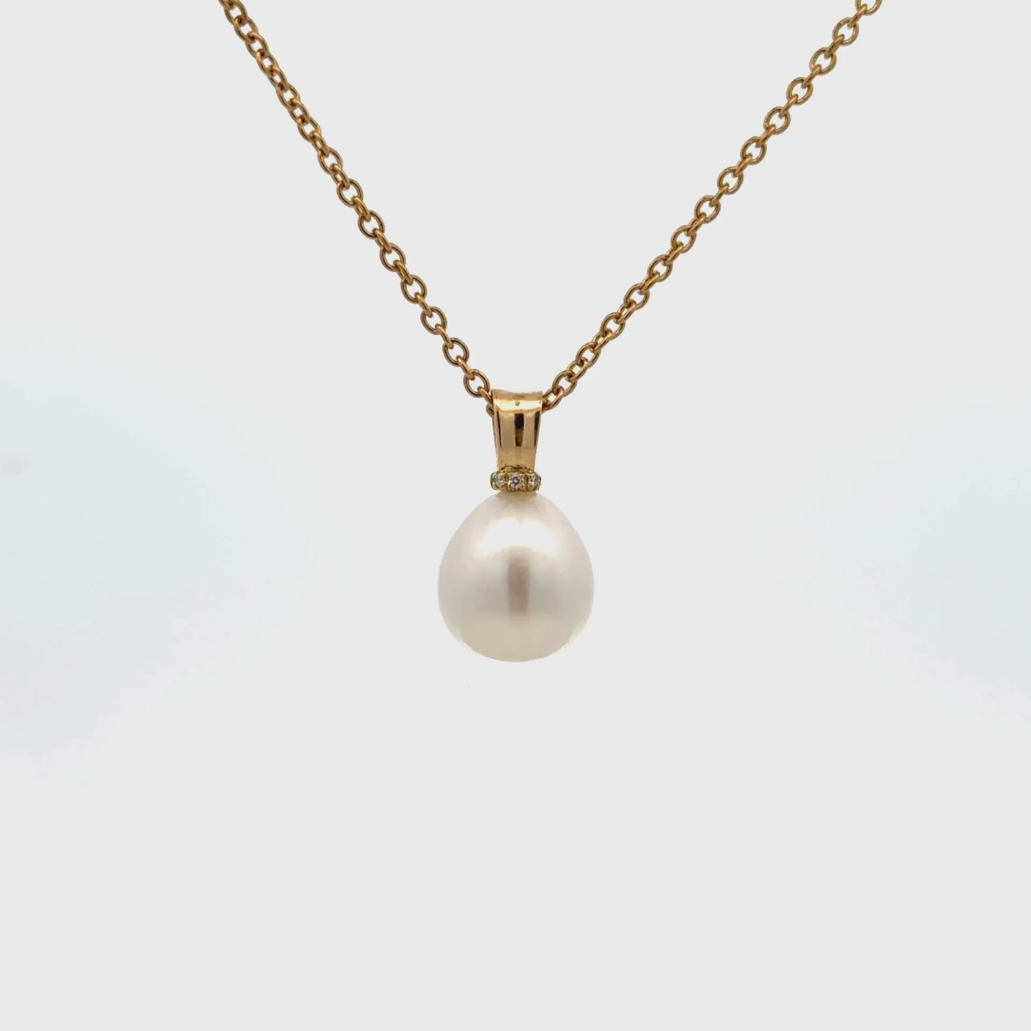 18K Yellow Gold Australian South Sea Cultured Pearl &amp; Diamond Pendant (price is for pendant only)