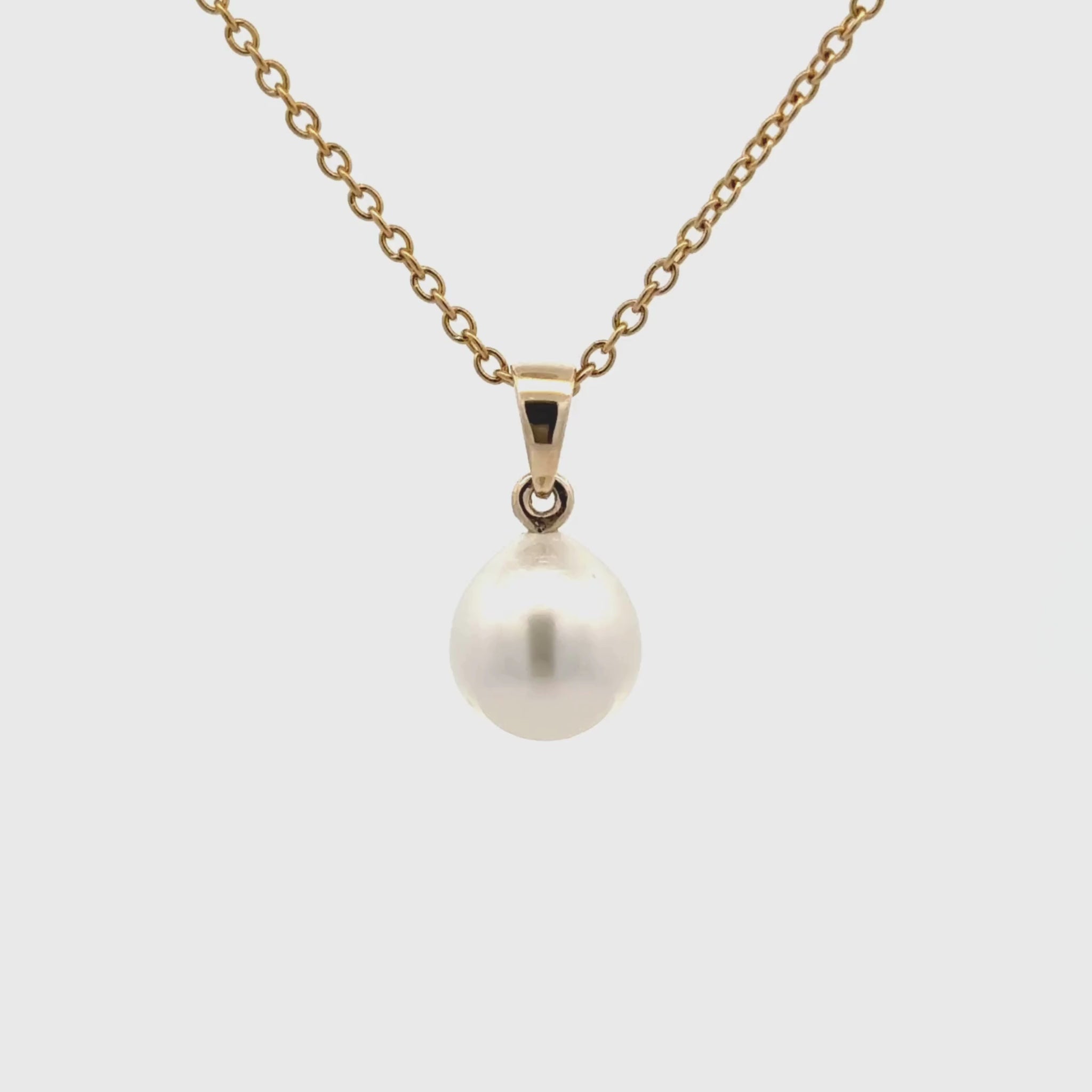 9K Yellow Gold Australian South Sea 9-10mm Cultured Pearl Pendant