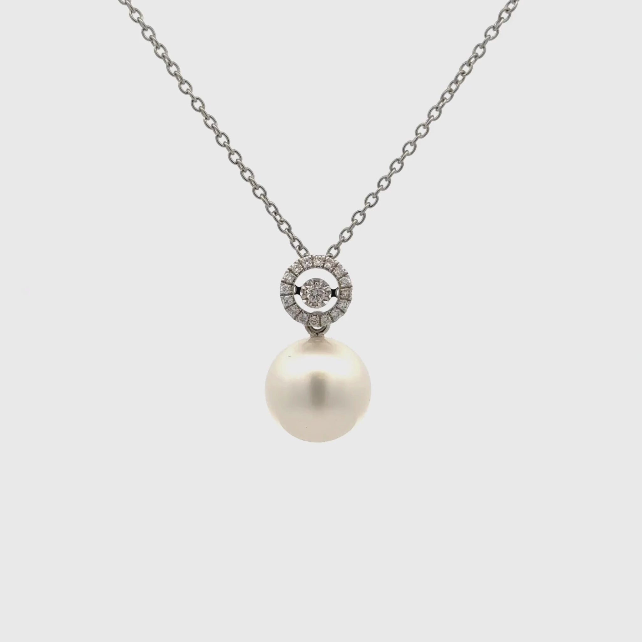 18K White Gold Australian South Sea Cultured Pearl and Diamond Pendant (price is for pendant only)