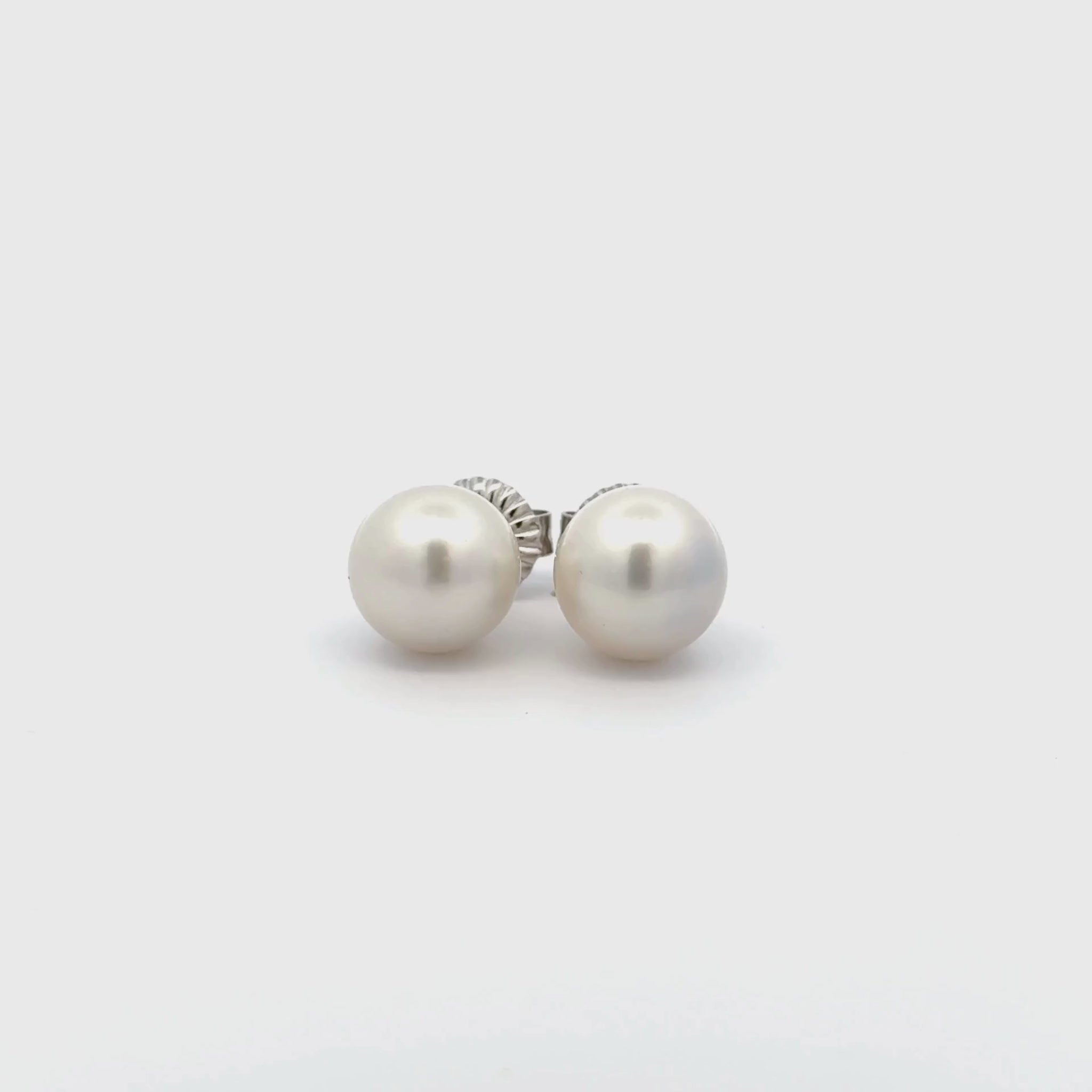 9K White Gold Australian South Sea 11-12mm Cultured Pearl Stud Earrings