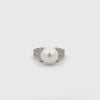 18K White Gold Australian South Sea 11-12mm Cultured Pearl and Diamond Ring