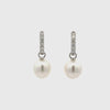 18K White Gold Australian South Sea 10-11mm Cultured Pearl and Diamond Huggie Earrings