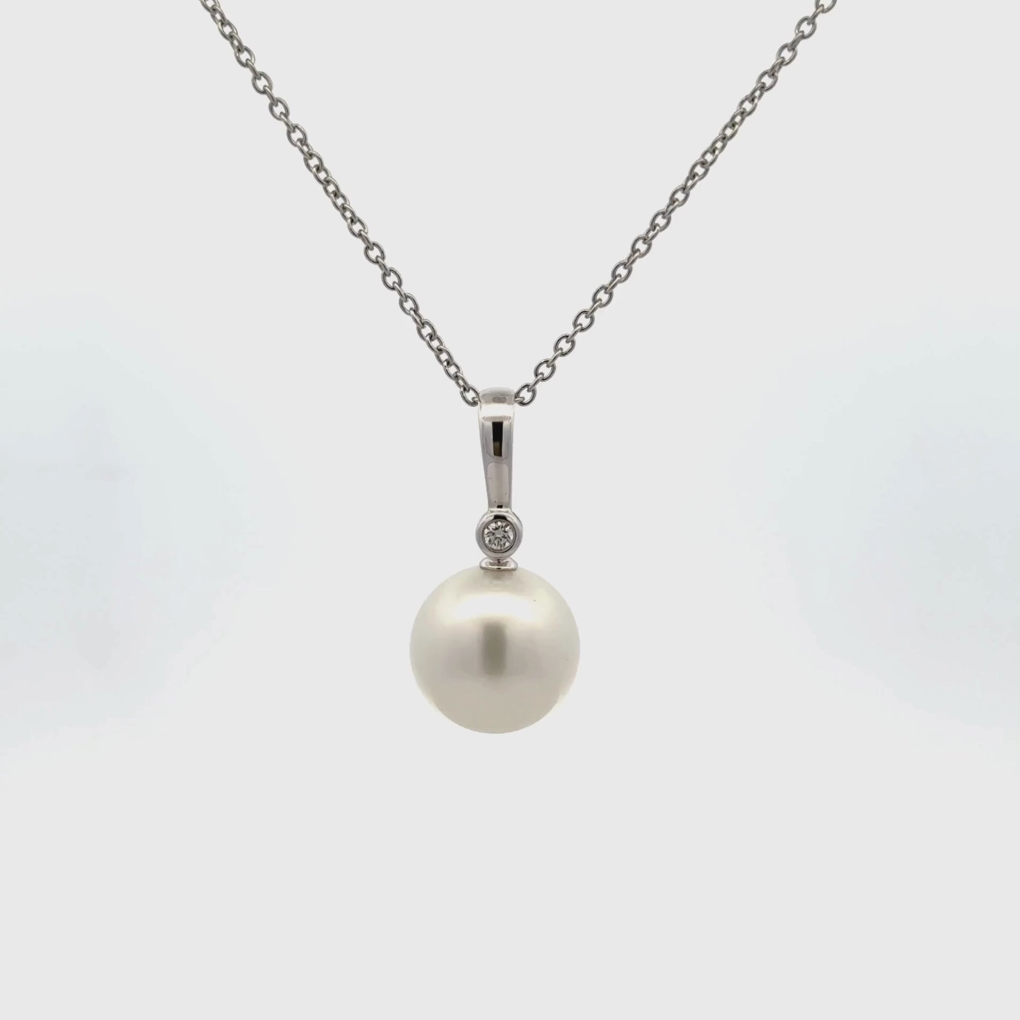 18K White Gold Australian South Sea Cultured Pearl and Diamond Pendant (price is for pendant only)