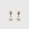 18K Yellow Gold Australian South Sea 10-11mm Cultured Pearl and Diamond Earrings