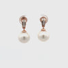 18K Rose Gold Australian South Sea Cultured 10-11 mm Pearl Drop and Diamond Earrings