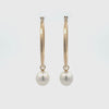 9K Yellow Gold Australian South Sea 10-11mm Cultured Pearl Hoop Earrings