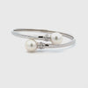 18K White Gold Australian South Sea 10-11 mm Cultured Pearl and Diamond Bangle