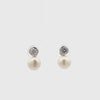 Sterling Silver White 7-8mm Freshwater Pearl & Swarovski Crystal Earrings