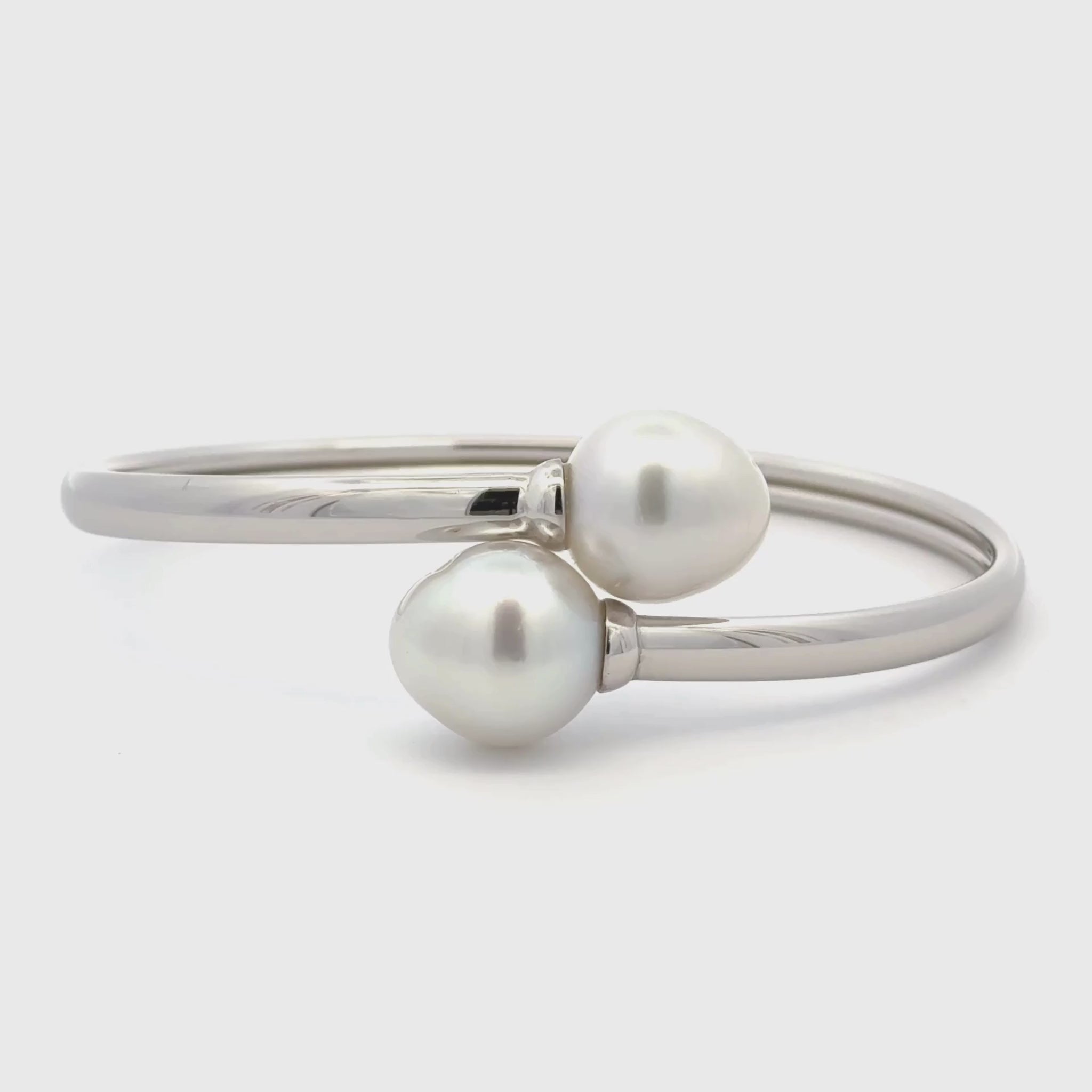 Sterling Silver Australian South Sea 12-13mm Cultured Pearl Bangle