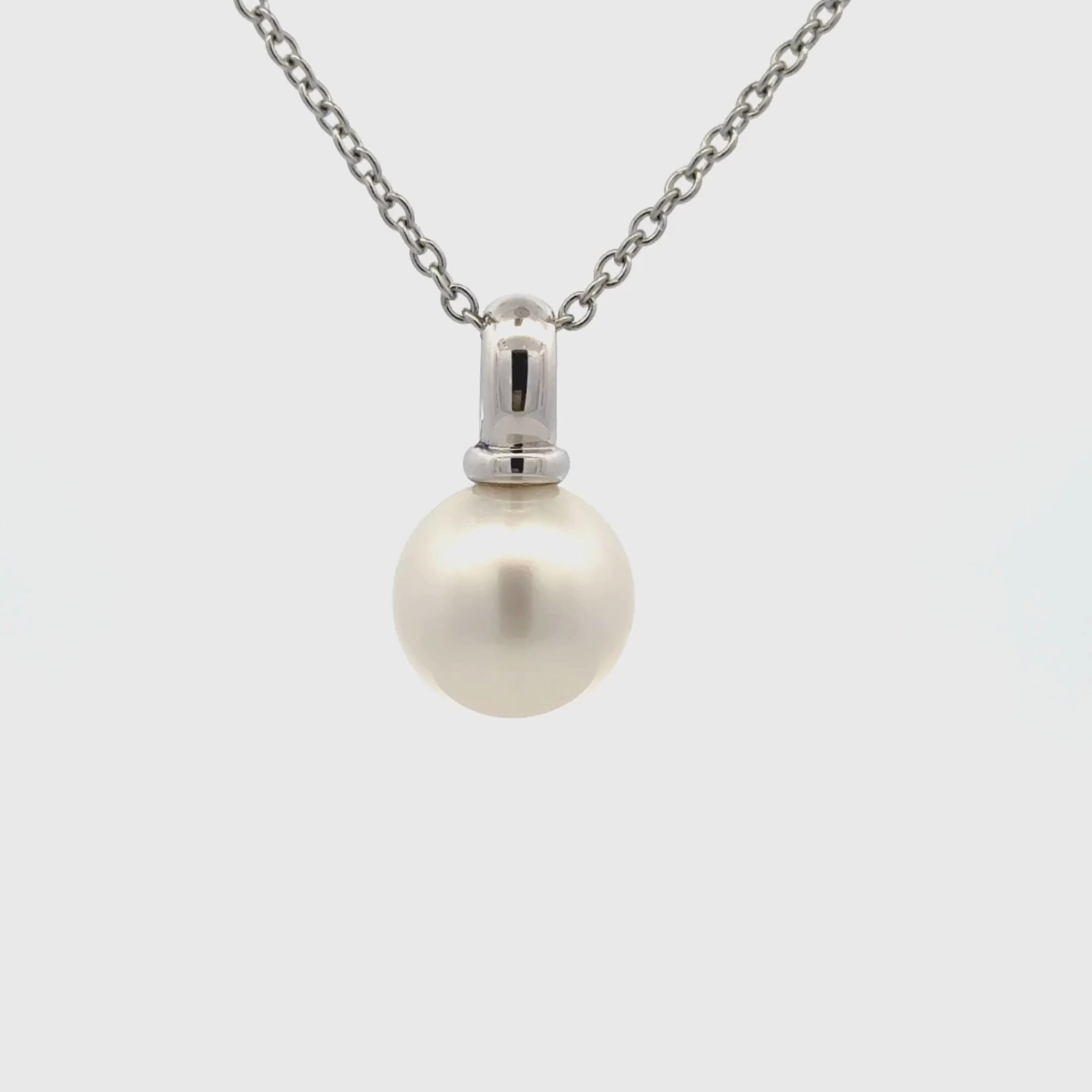 18K White Gold Australian South Sea 11-12 mm Cultured Pearl Pendant