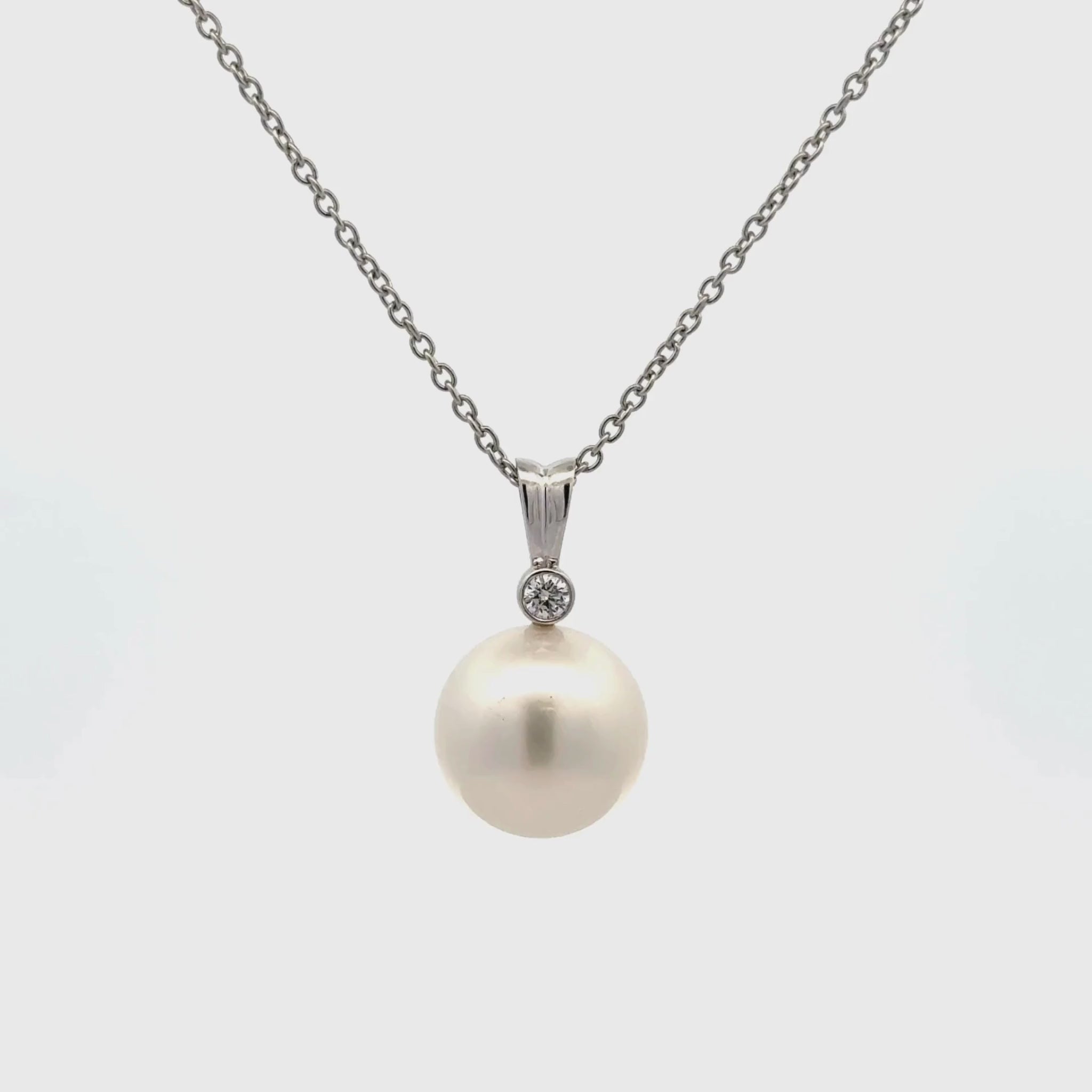 18K White Gold Australian South Sea Cultured Pearl and Diamond Pendant (price is for pendant only)