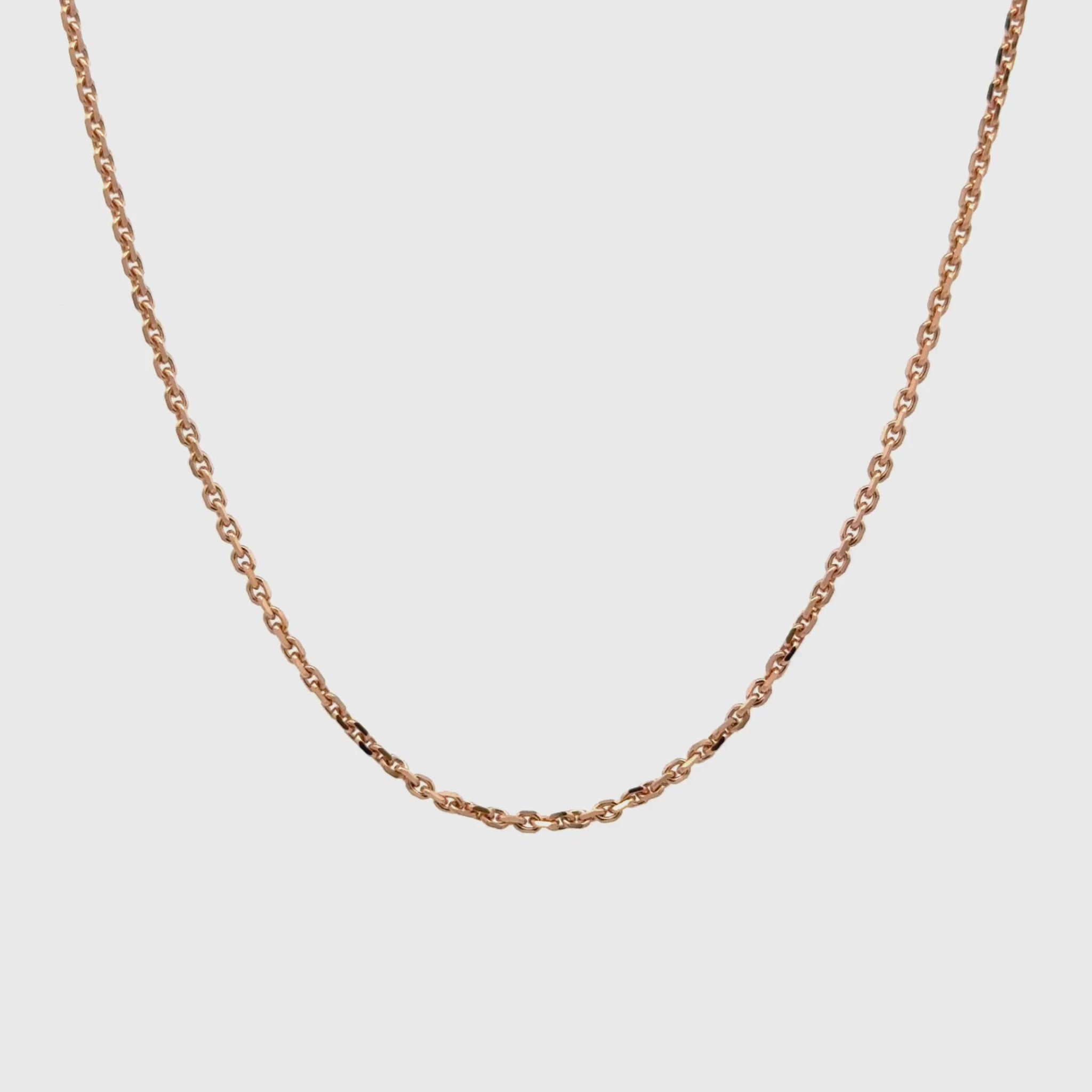 9K Rose Gold 45cm Diamond Cut Oblong Trace Chain 1.5mm