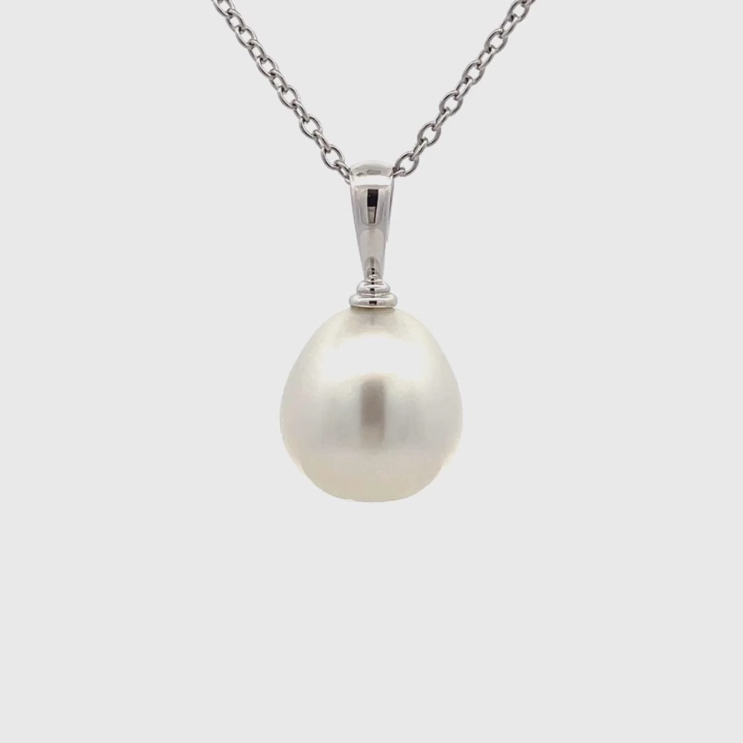 18K White Gold Australian South Sea 13-14 mm Cultured Pearl Pendant