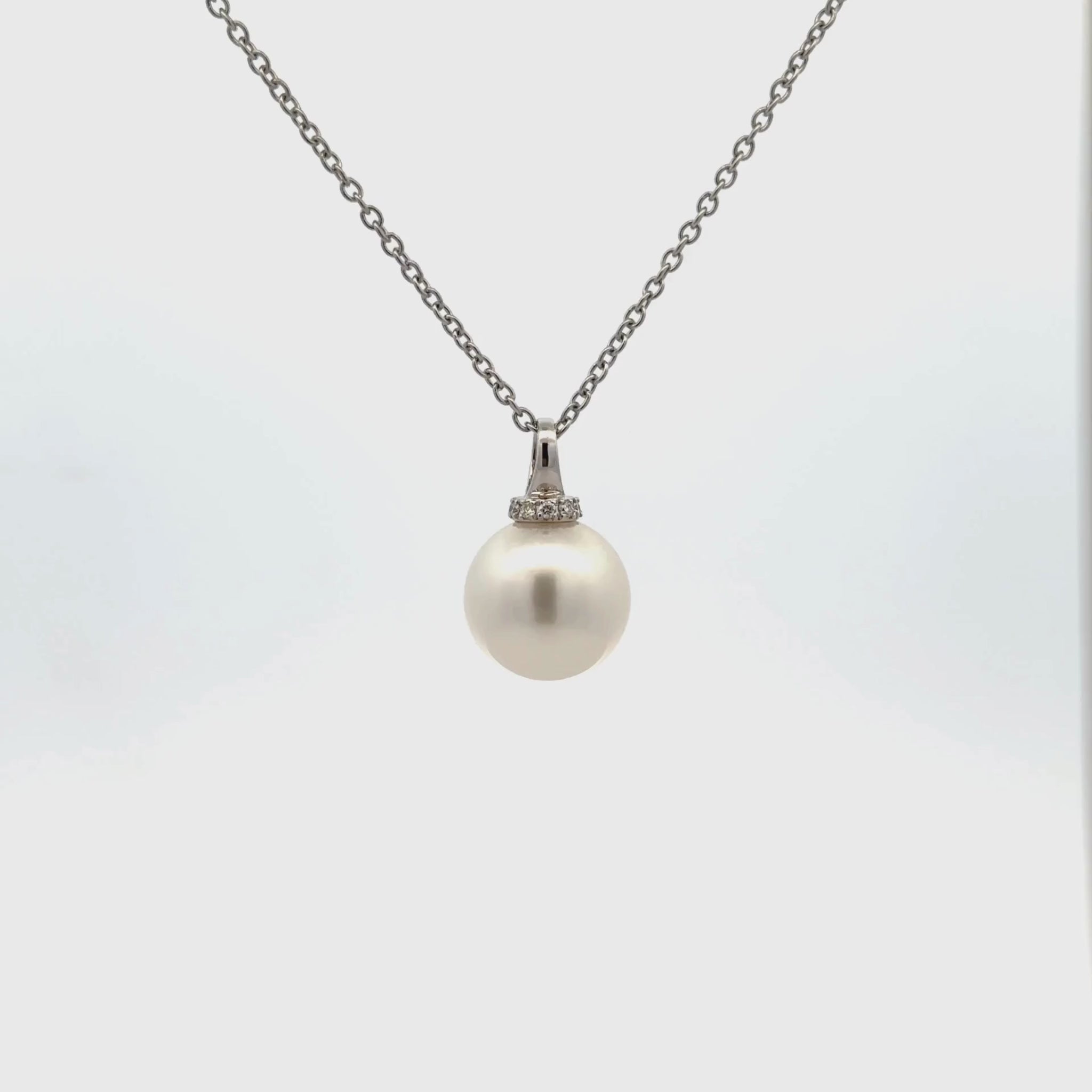 18K White Gold Australian South Sea Cultured Pearl and Diamond Pendant (price is for pendant only)