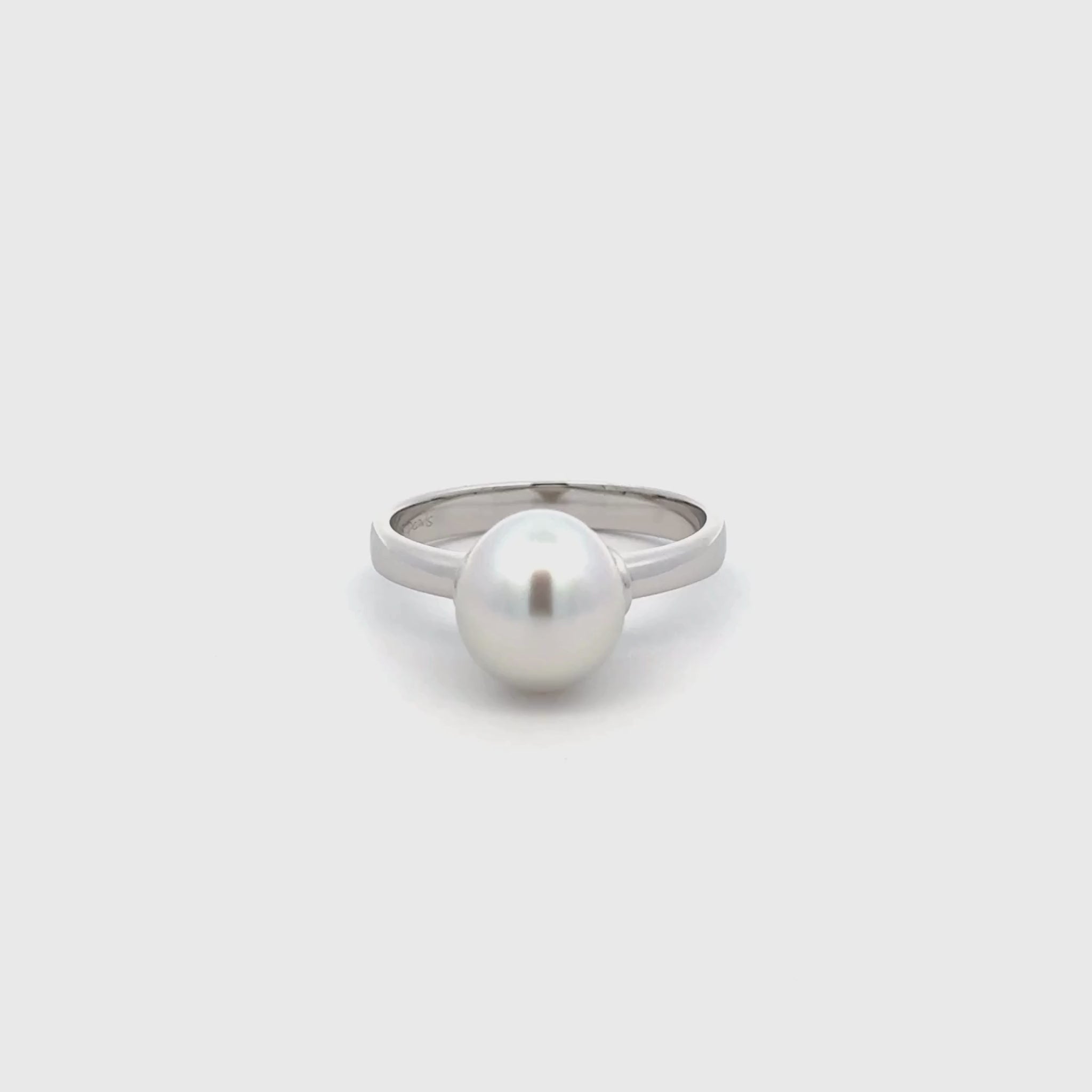 9K White Gold Australian South Sea Cultured 9-10mm Pearl Ring