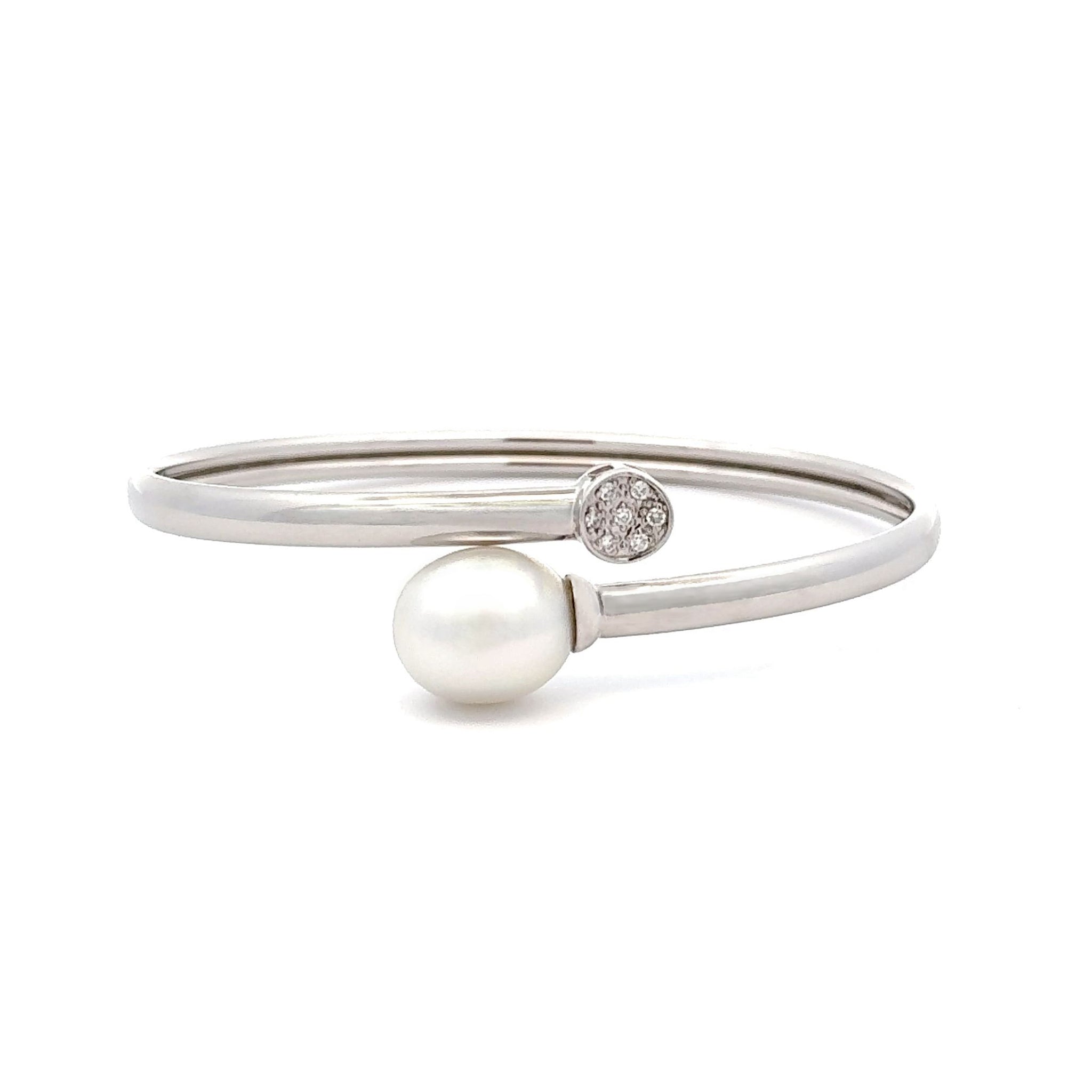 18K oro bianco Australian South Sea coltivate perla bangle