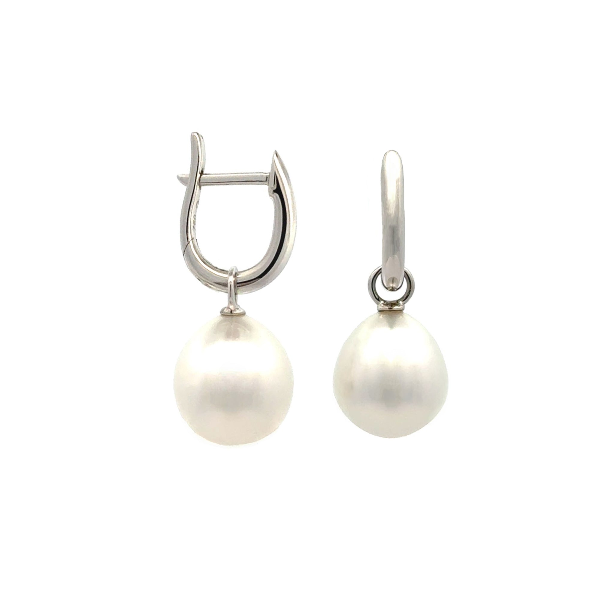 18K White Gold Australian South Sea 10-11mm Cultured Pearl Huggie Earrings