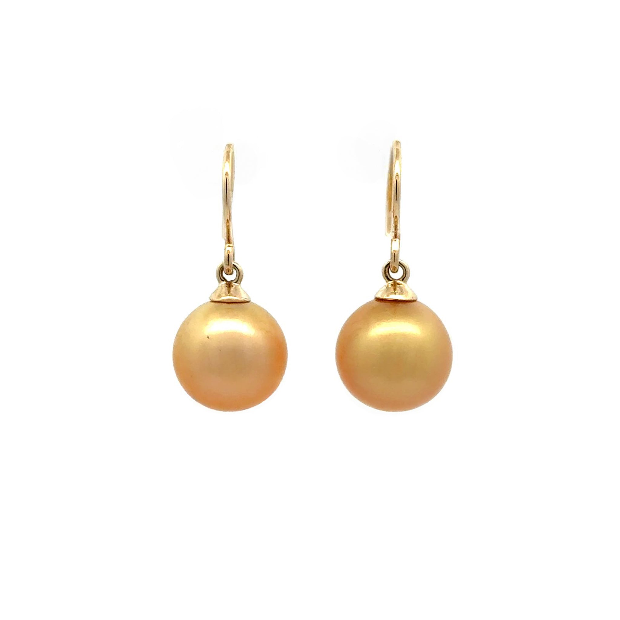 9K Yellow Gold South Sea Cultured 11-12mm Pearl Hook Earrings