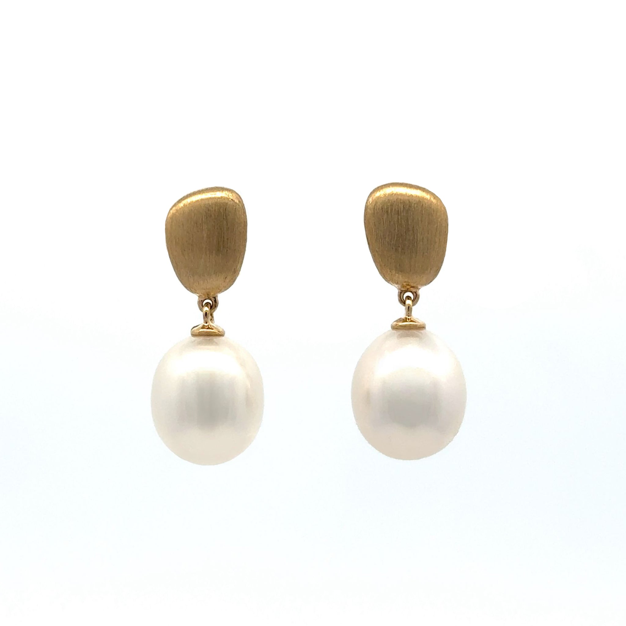 9K Yellow Gold Australian South Sea Cultured 9-10 mm Pearl Drop Earrings