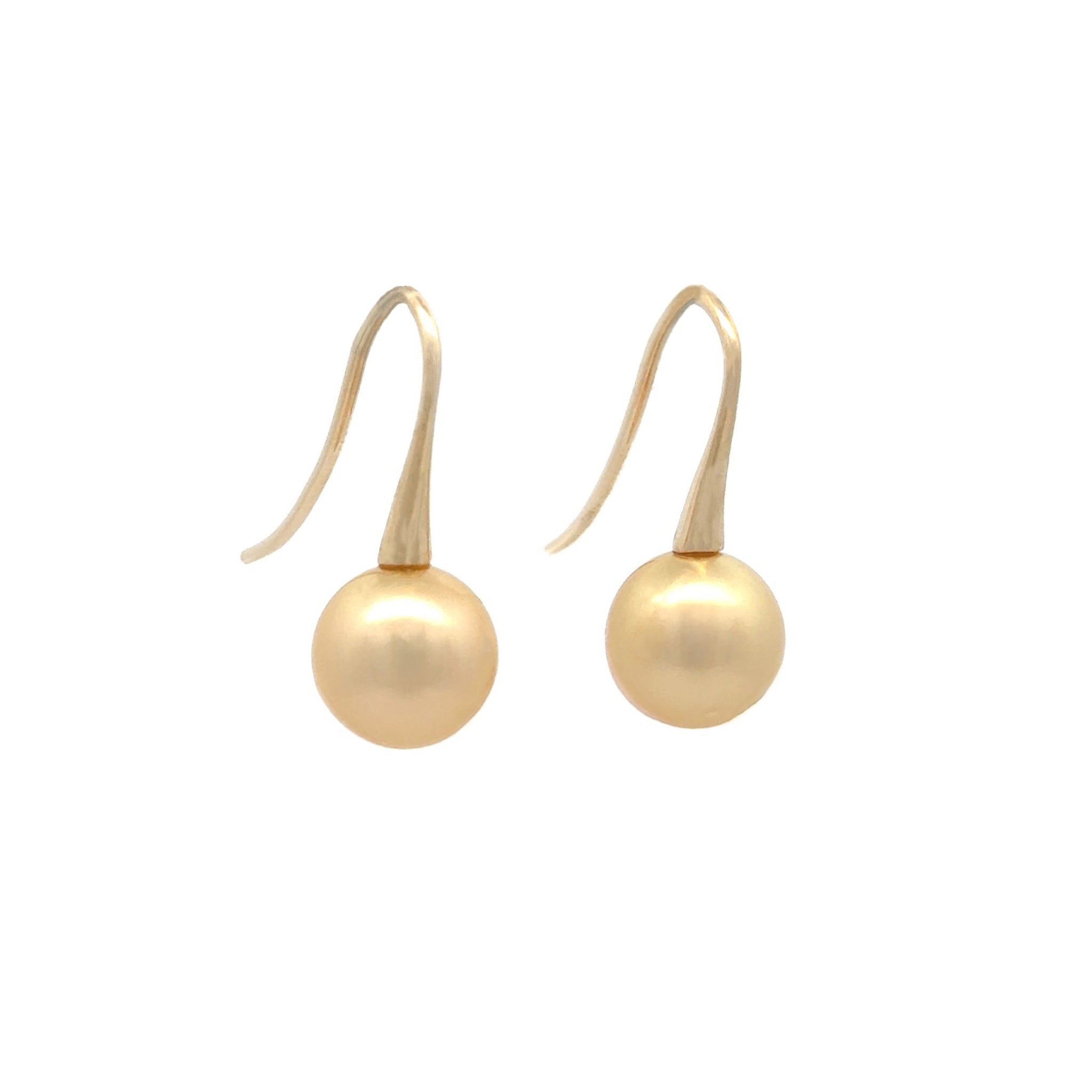 9K Yellow Gold South Sea 9-10mm Cultured Pearl Hook Earrings