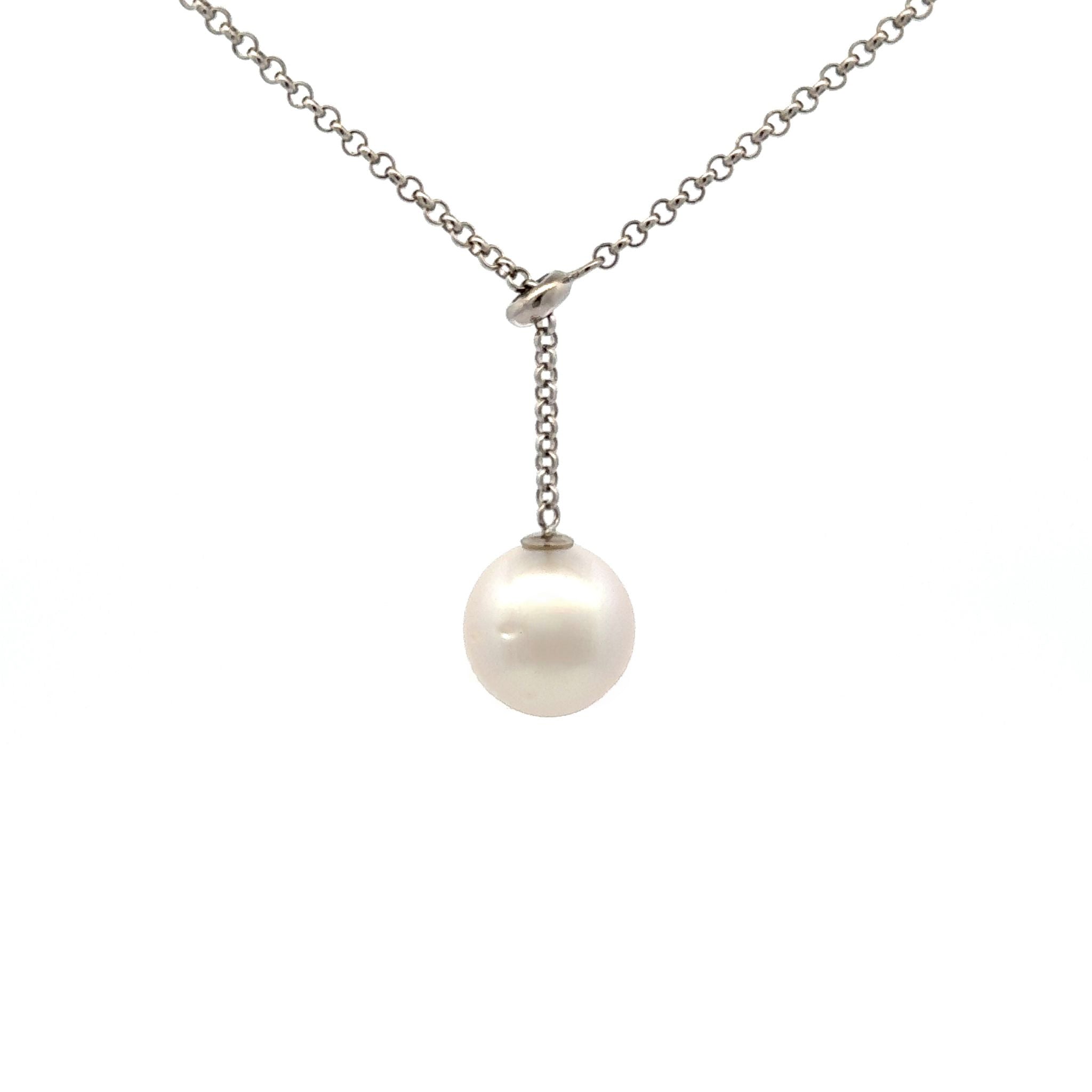 Collana di perle australiane coltivate nei mari del sud in argento 925, 12-13 mm.