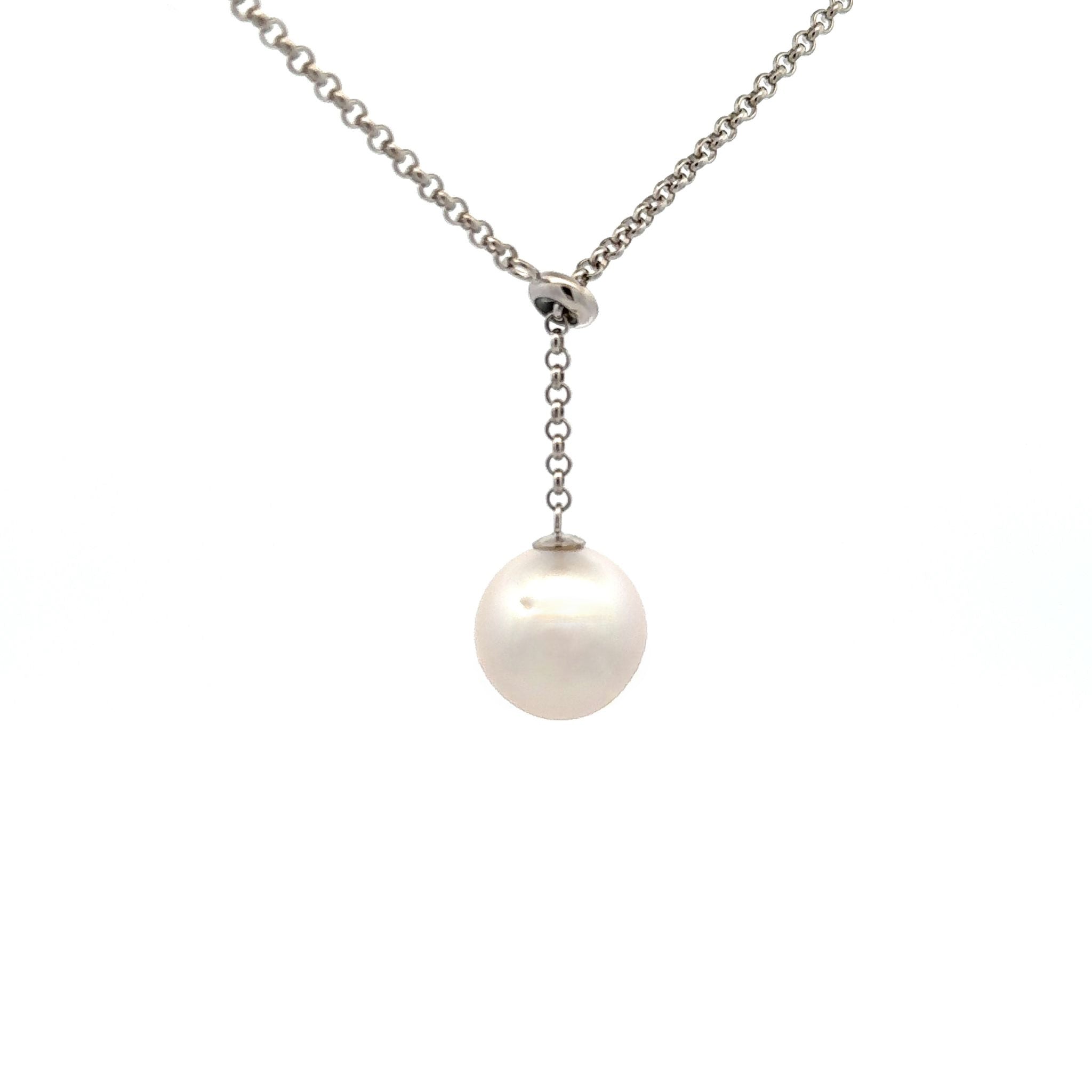 Collana di perle australiane coltivate nei mari del sud in argento 925, 12-13 mm.