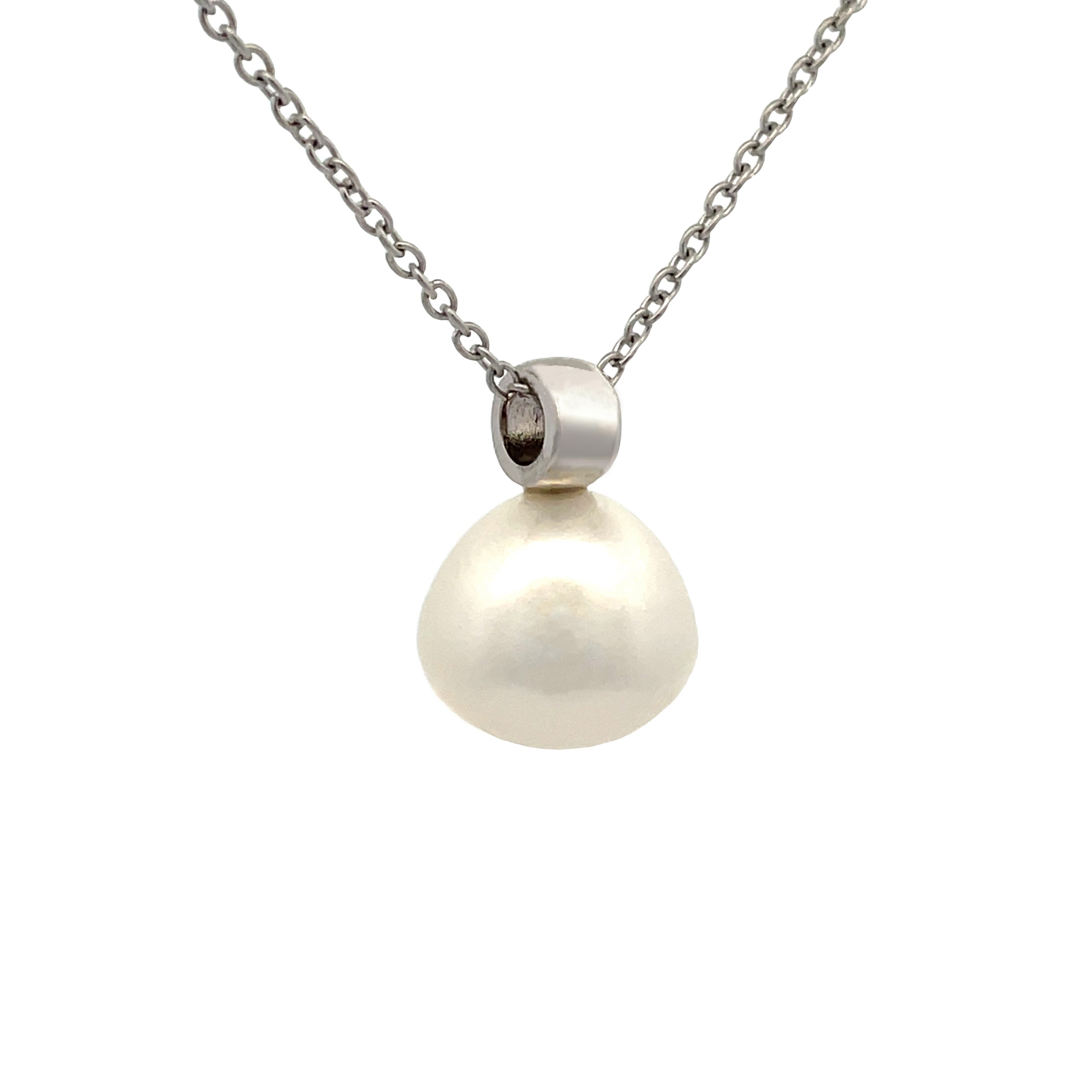 9K White Gold Australian South Sea Cultured 13-14mm Pearl Pendant