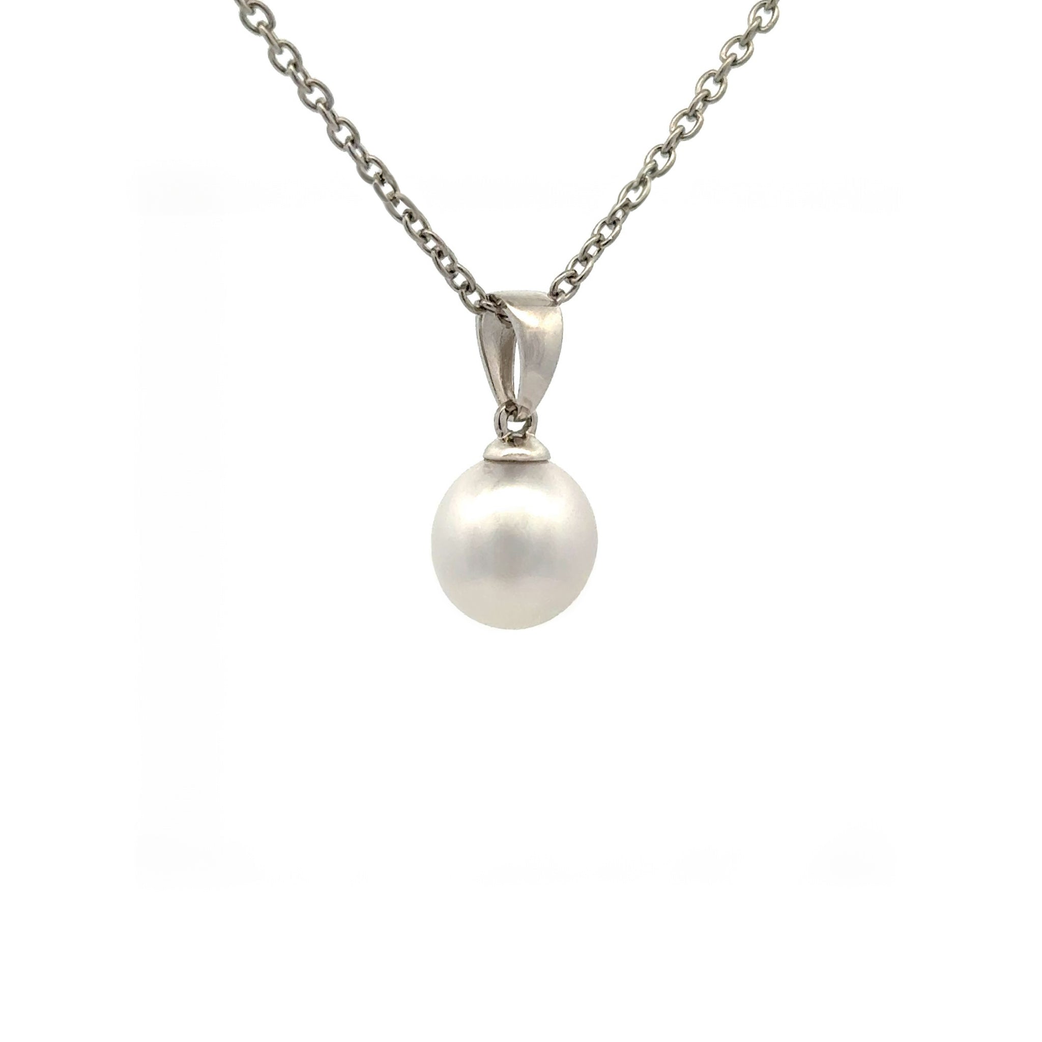 9K White Gold Australian South Sea Cultured 8-9mm Pearl Pendant