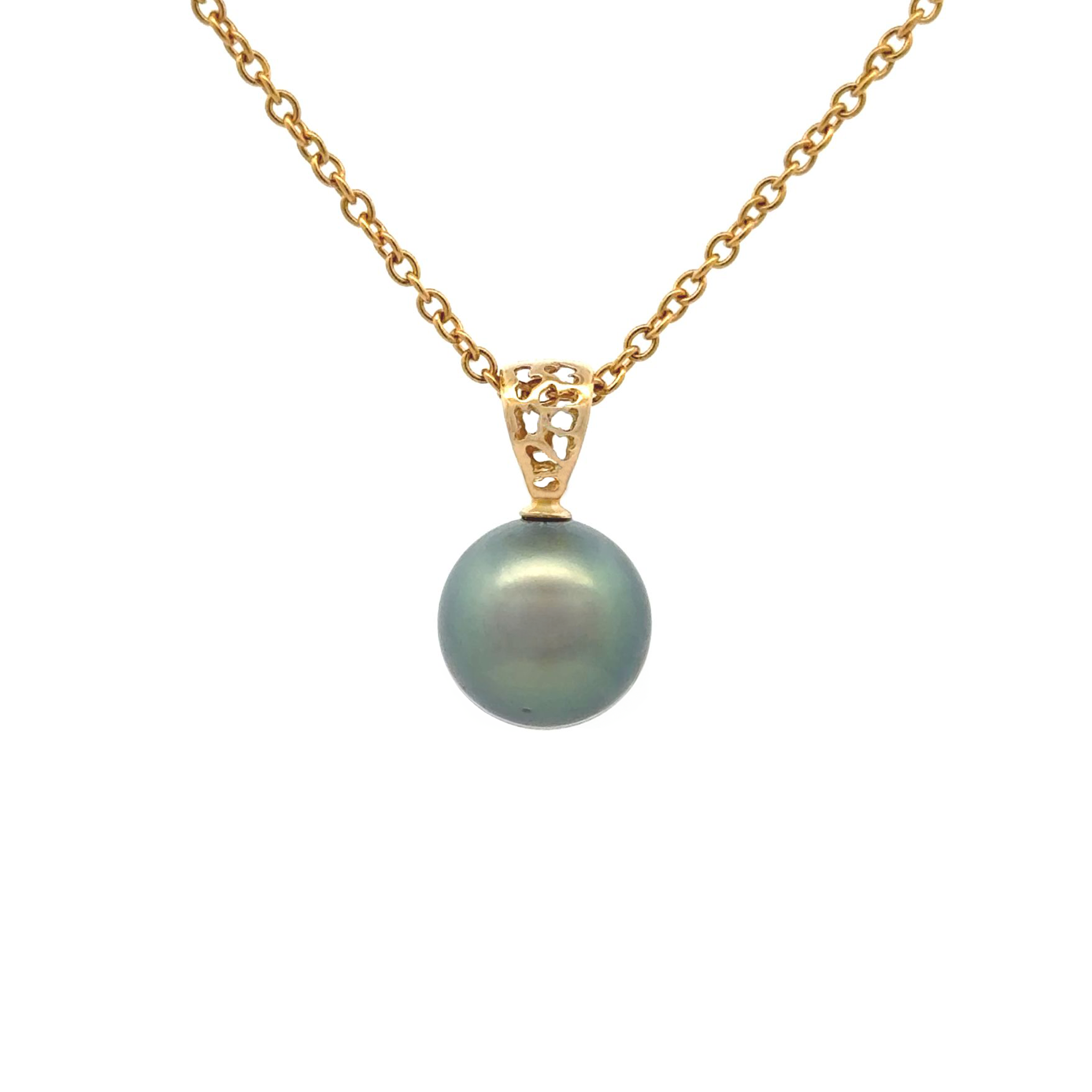 18K Yellow Gold Tahitian 10-11 mm Cultured Pearl Pendant