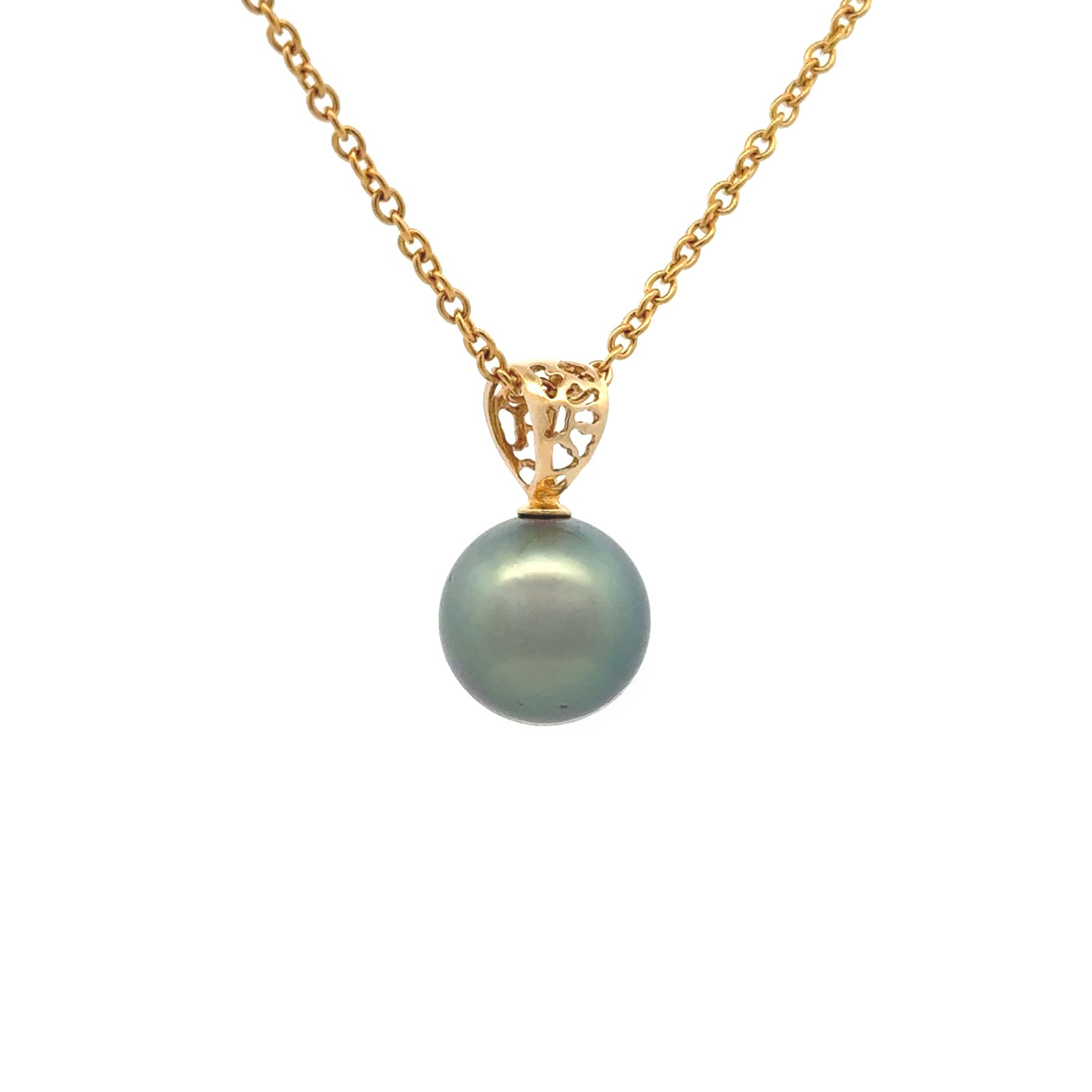 18K Yellow Gold Tahitian 10-11 mm Cultured Pearl Pendant