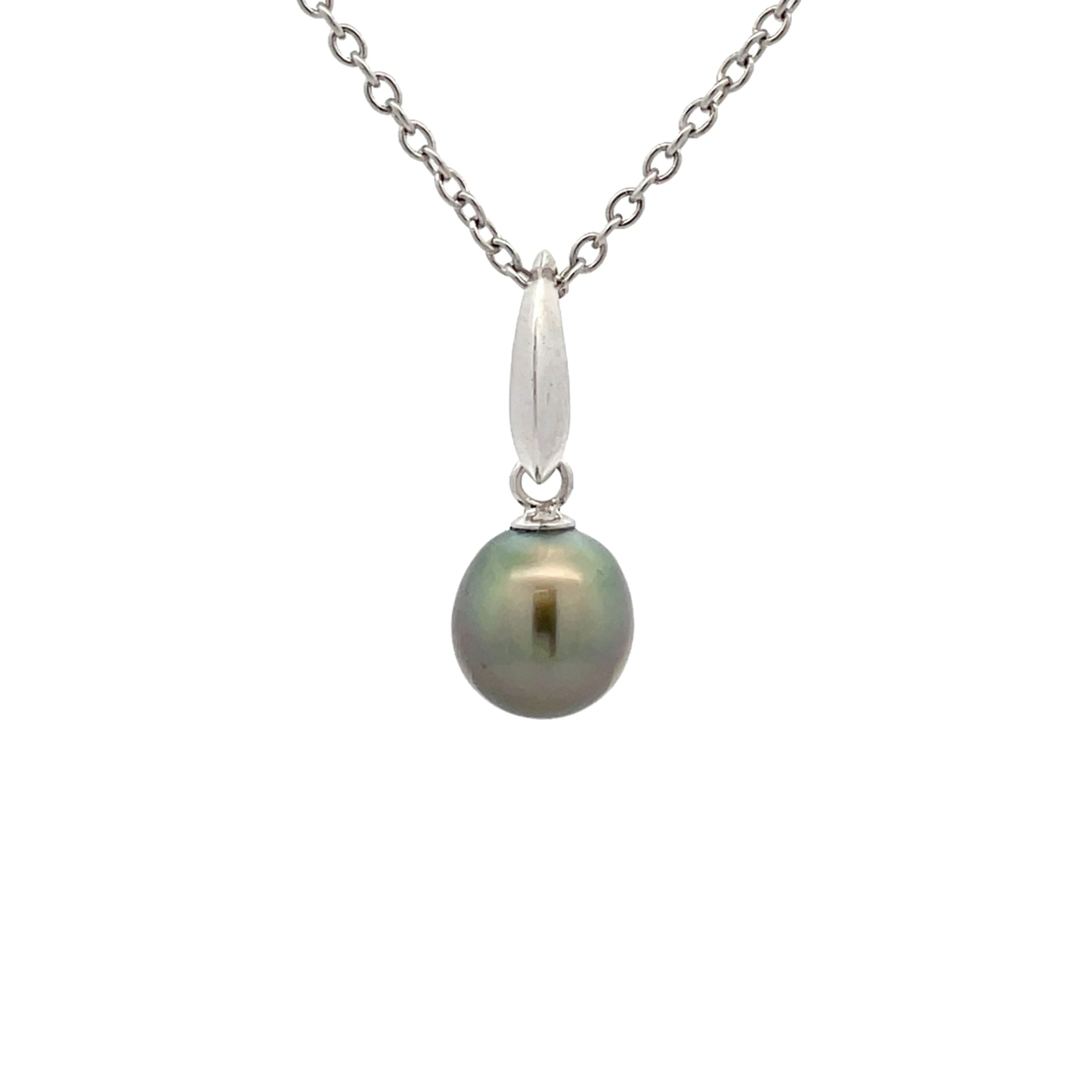 Sterling Silver Tahitian Cultured 8-9 mm Pearl Pendant