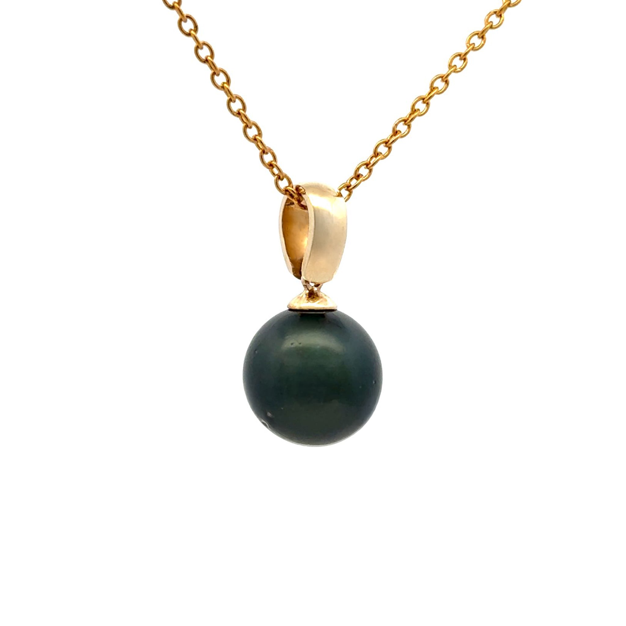 9K Yellow Gold Tahitian Cultured 11-12 mm Pearl Pendant