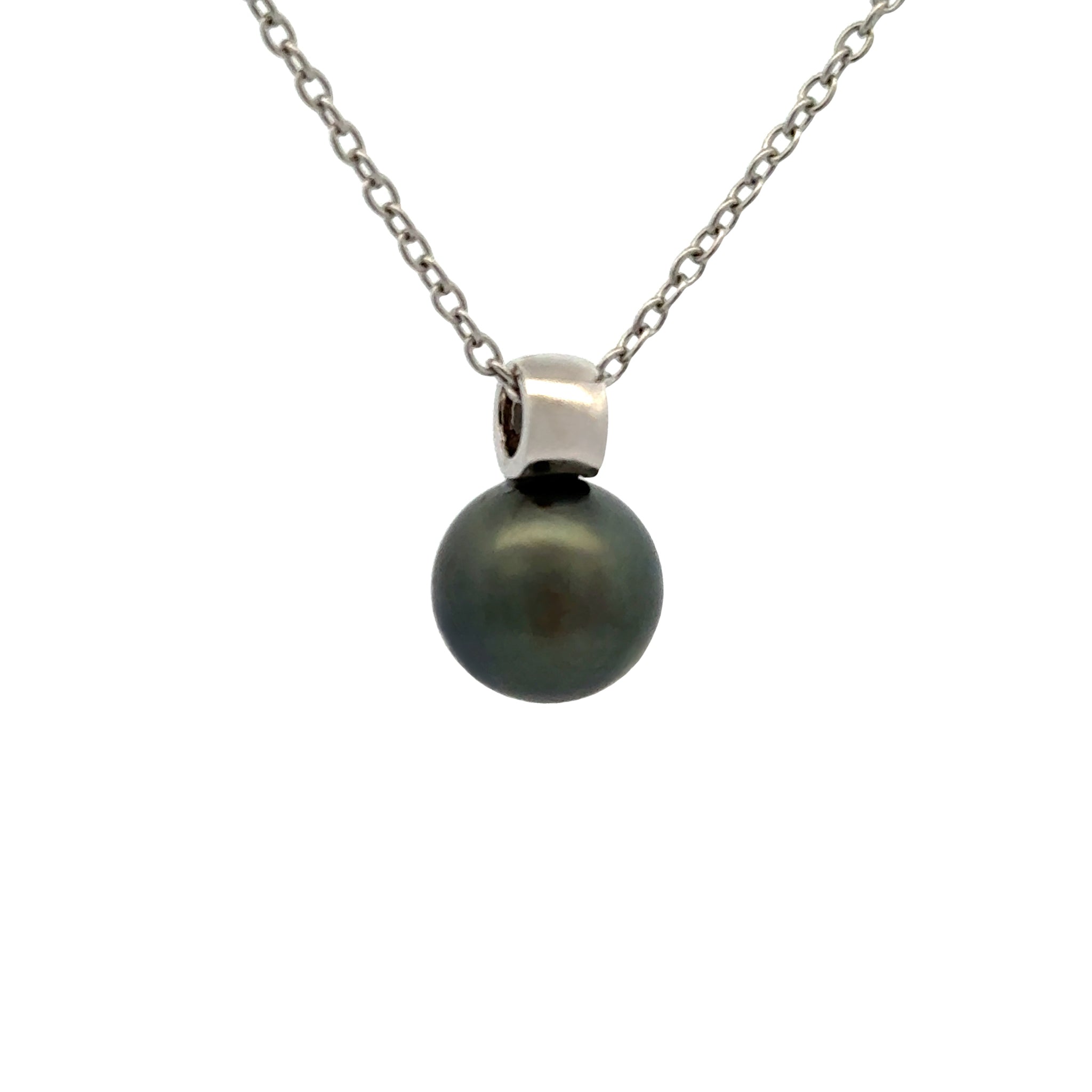 9K White Gold Tahitian 10-11mm Cultured Pearl Pendant