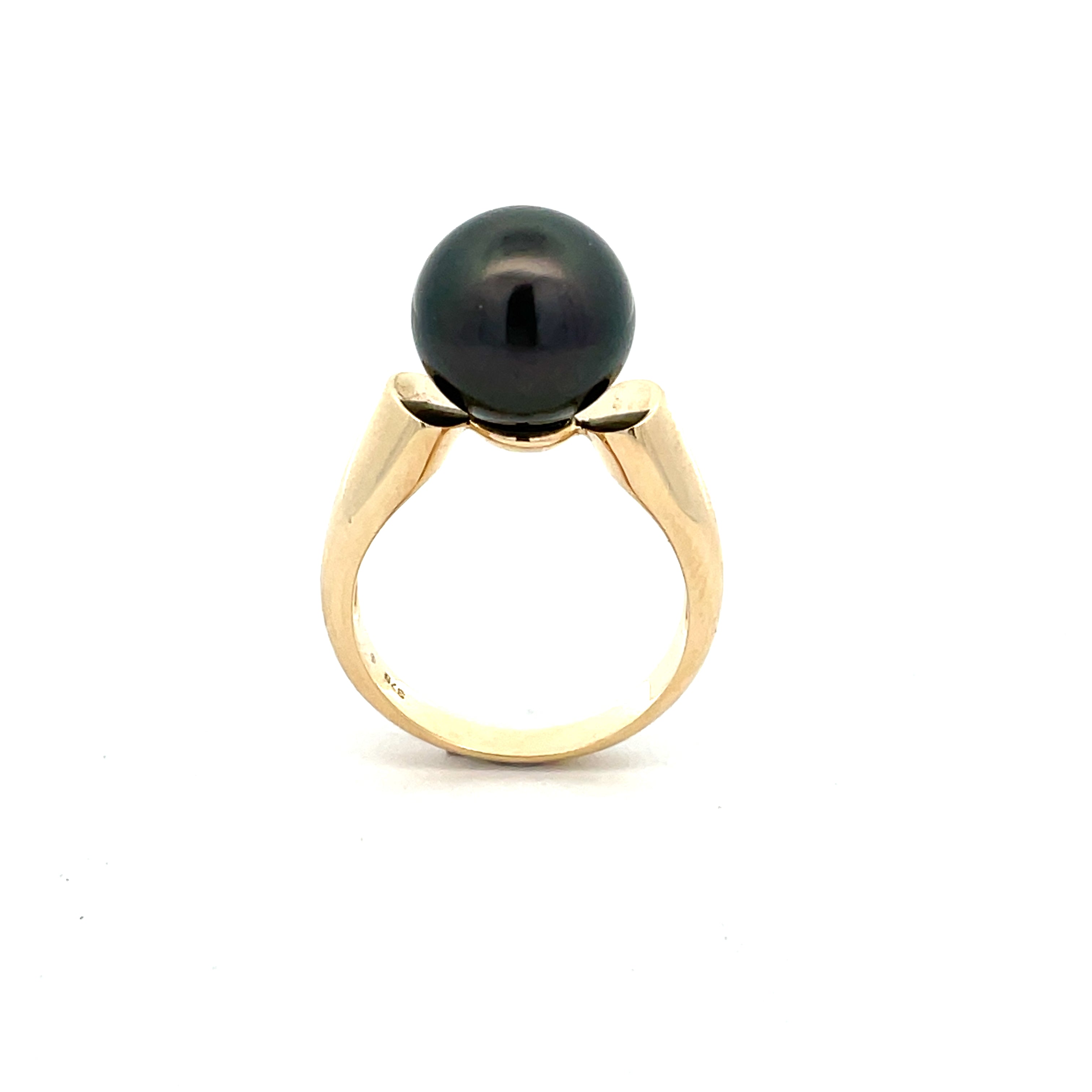 9K Yellow Gold Tahitian Cultured 11-12 mm Pearl Ring