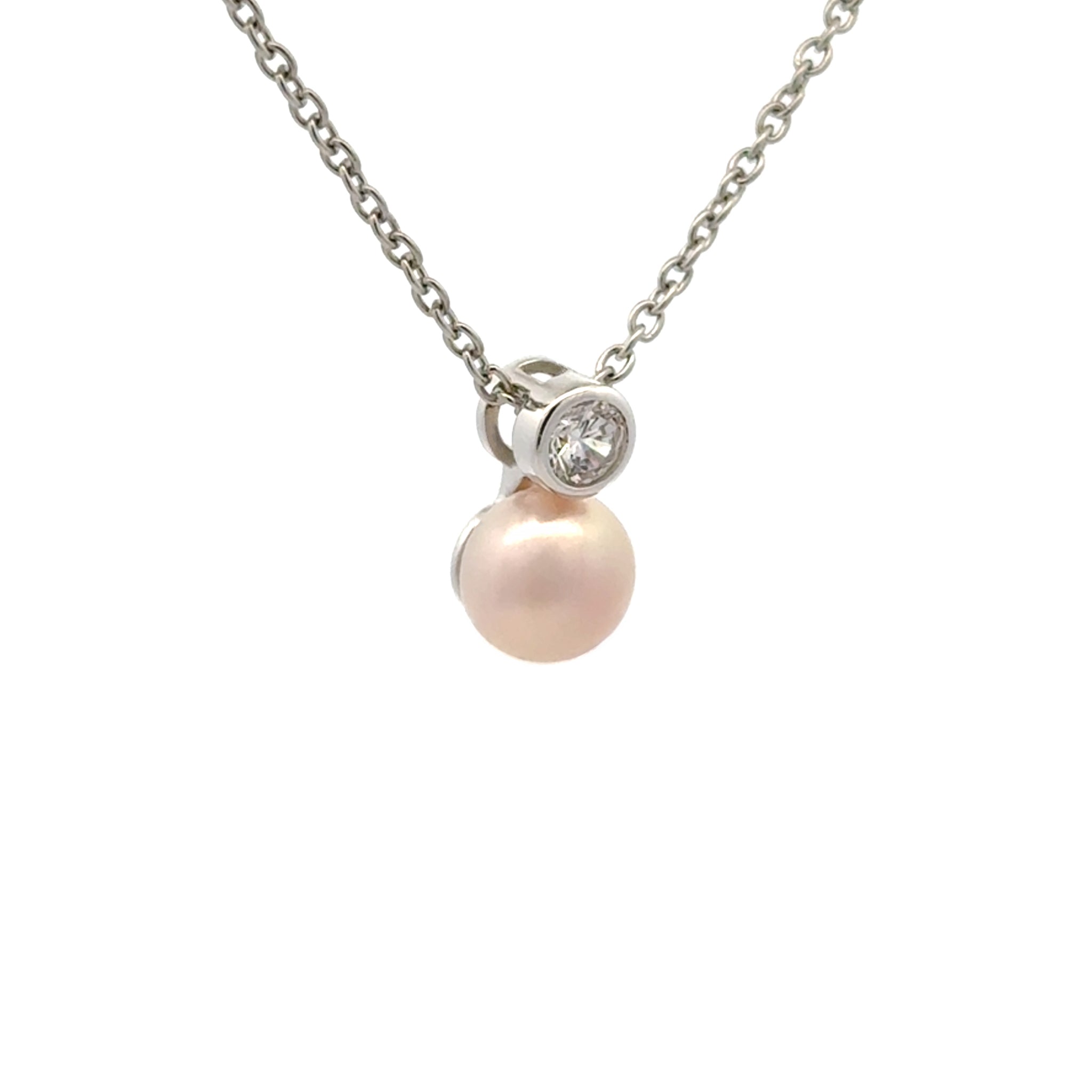 Sterling Silver Pink 7-8mm Freshwater Pearl & Swarovski Crystal Pendant