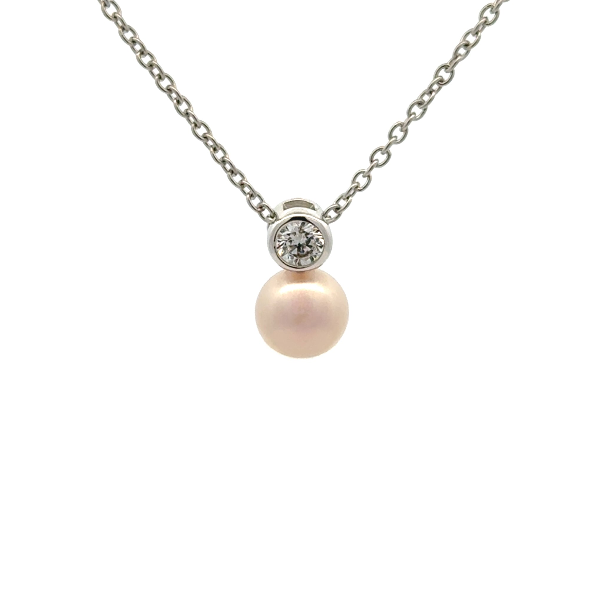 Sterling Silver Pink 7-8mm Freshwater Pearl & Swarovski Crystal Pendant