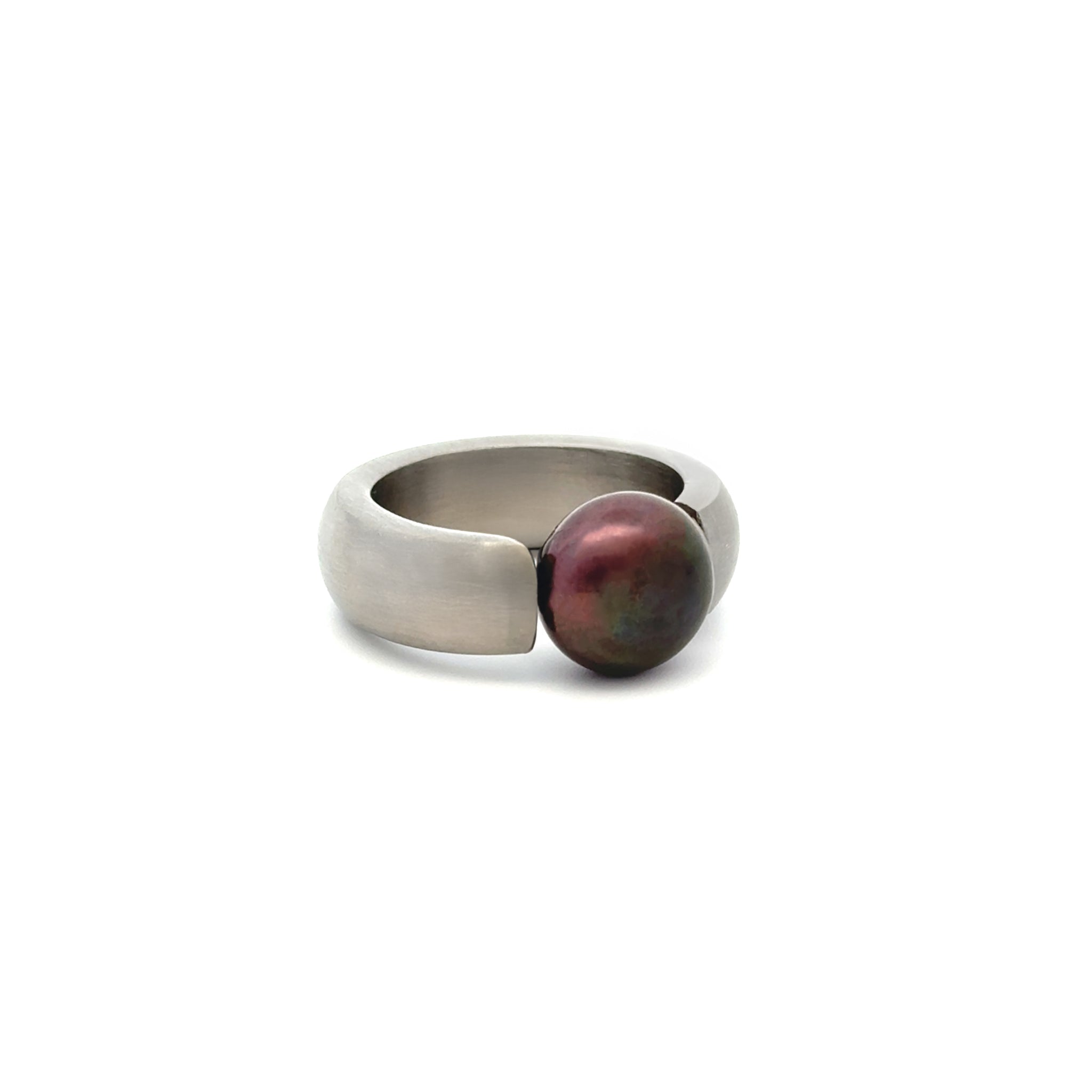 Stainless Steel Black 10-10.5mm Freshwater Pearl Ring