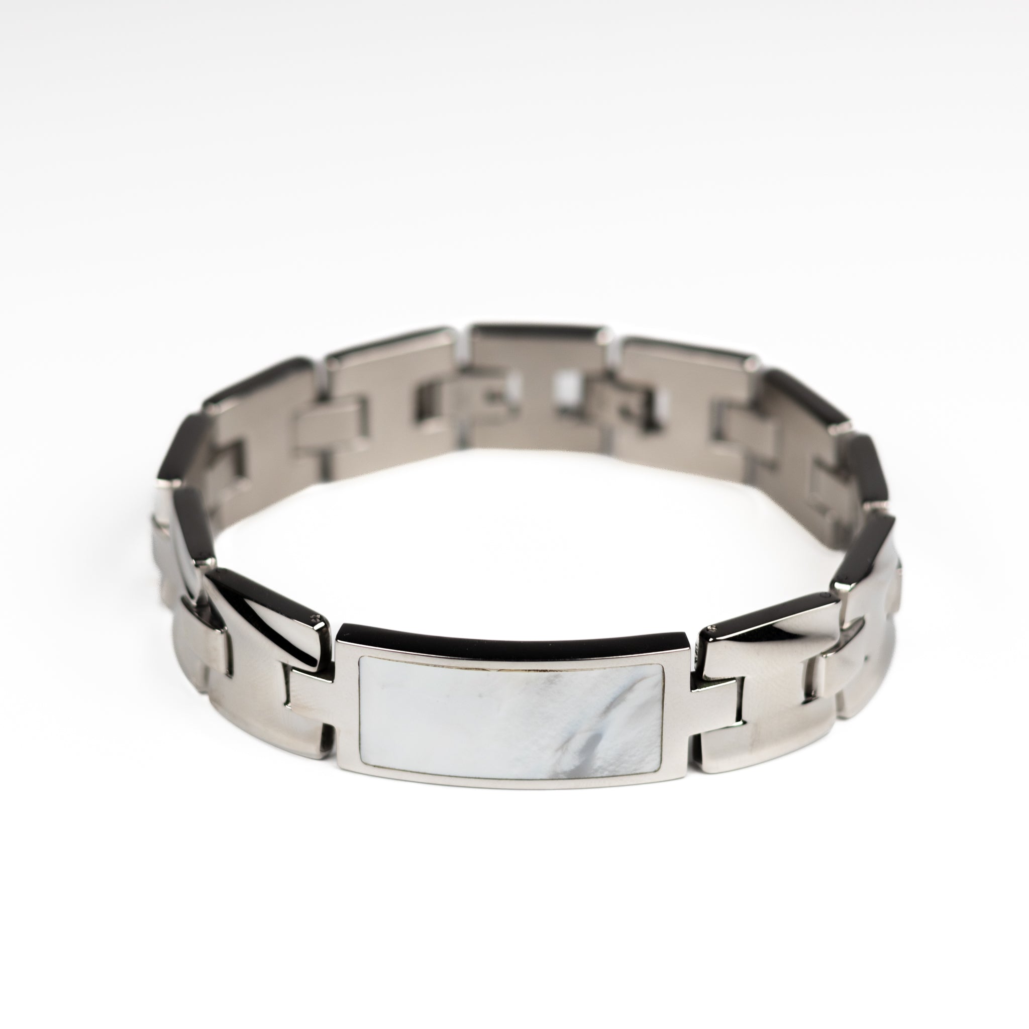 Stainless Steel and White Mother Of Pearl Bracelet