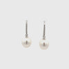 18K White Gold Australian South Sea 10-11mm Cultured Pearl and Diamond Hook Earrings