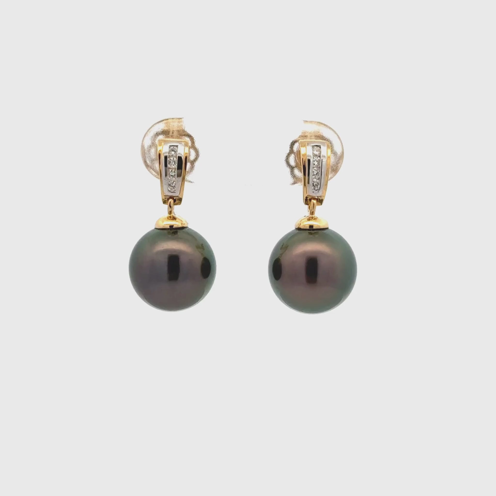 18K Yellow Gold Tahitian 10-11mm Cultured Pearl Drop Earrings