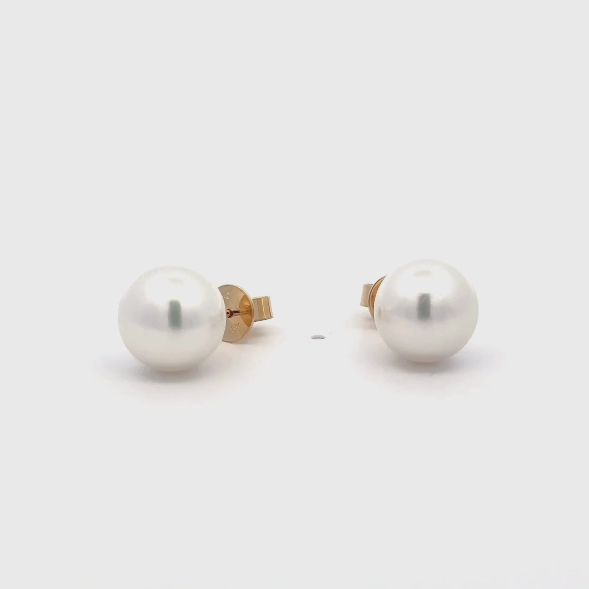 18K Yellow Gold Australian South Sea 10-11mm Cultured Pearl Stud Earrings