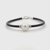 Sterling Silver and 9K Yellow Gold Australian South Sea 12-13mm Cultured Pearl Neoprene Bracelet