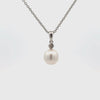 9K White Gold Australian South Sea 10-11mm Cultured Pearl and Argyle Diamond Pendant