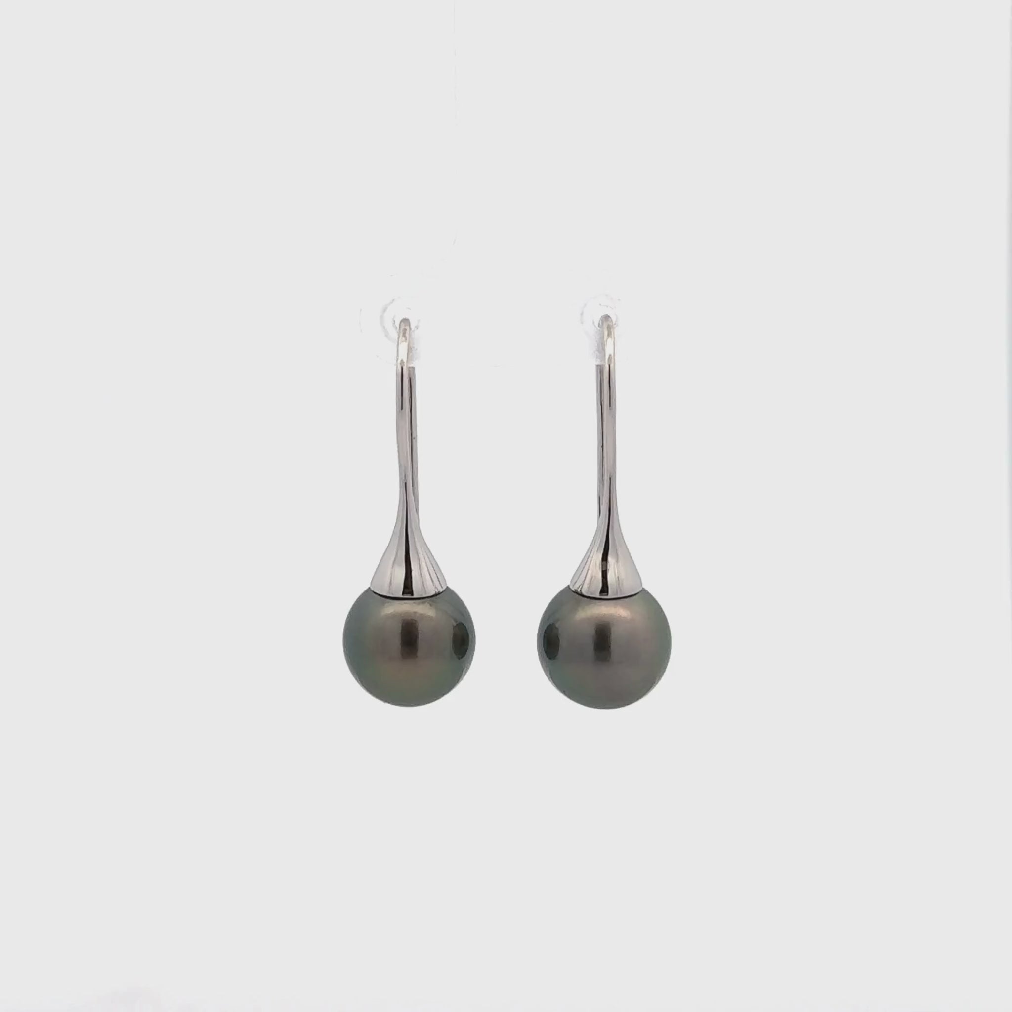 Sterling Silver Tahitian Cultured 11-12mm Pearl Hook Earrings