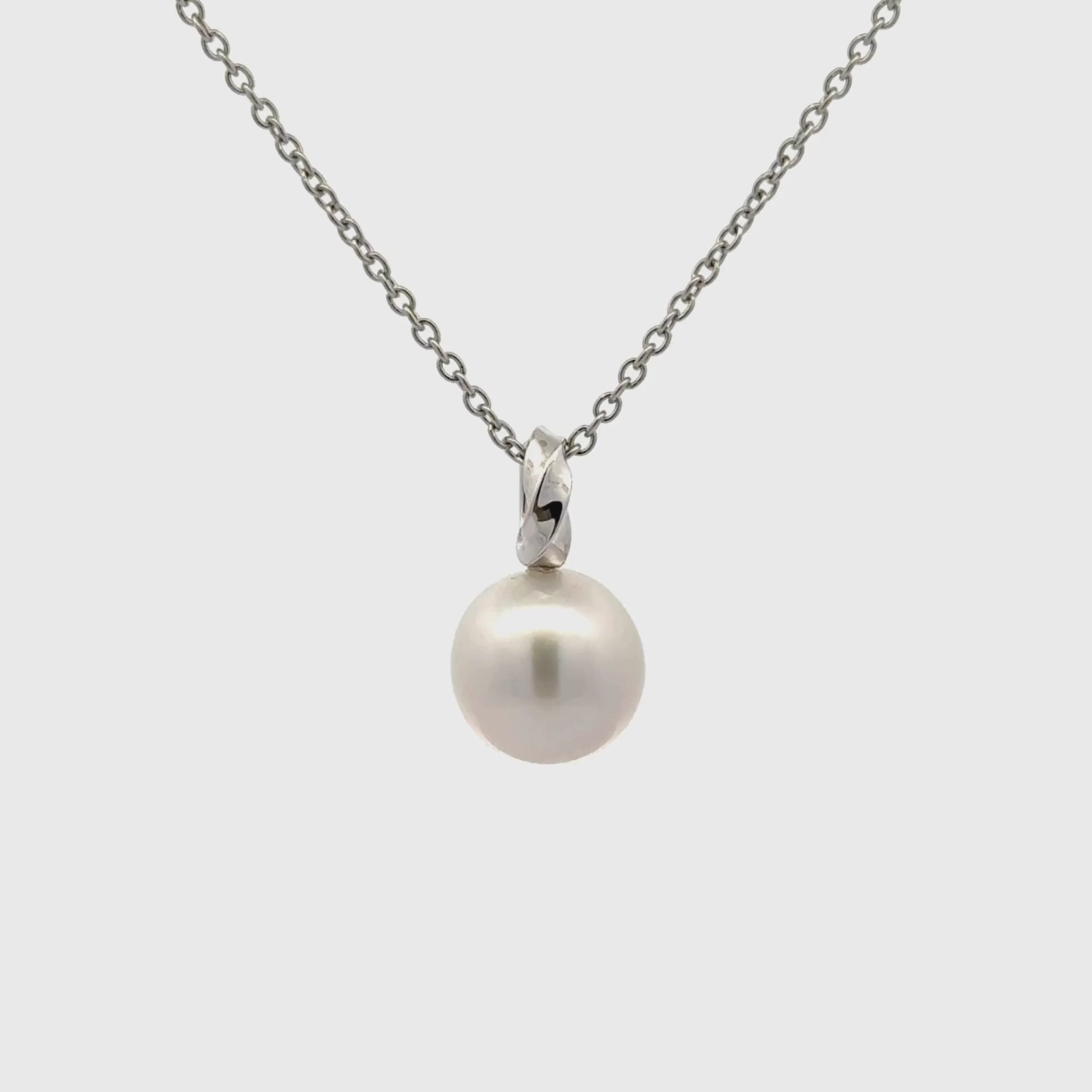 9K White Gold Australian South Sea 11-12mm Cultured Pearl Pendant