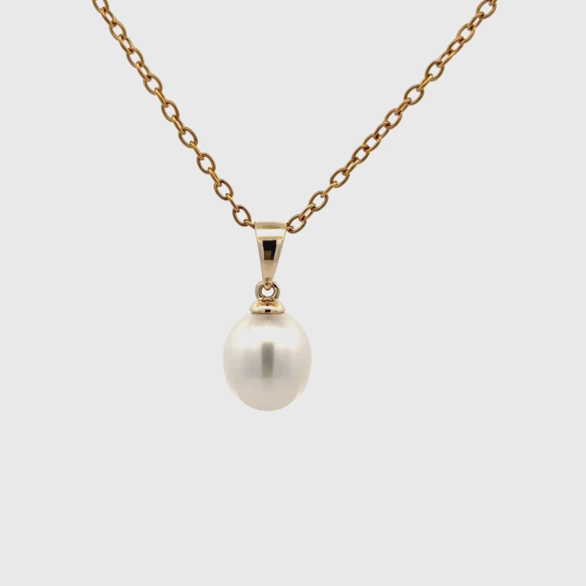 9K Yellow Gold Australian South Sea Cultured 8-9mm Pearl Pendant