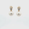 18K Yellow Gold Australian South Sea Cultured 11-12 mm Pearl and Diamond Drop Earrings